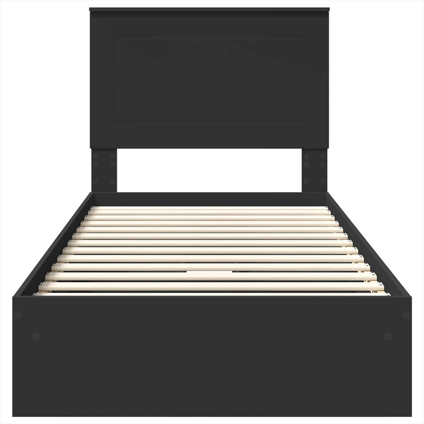 Opslag bed met hoofdeinde Zwart 100 x 200 cm Bewerkt hout is nu te koop bij PeponiXL, paradijselijk wonen!