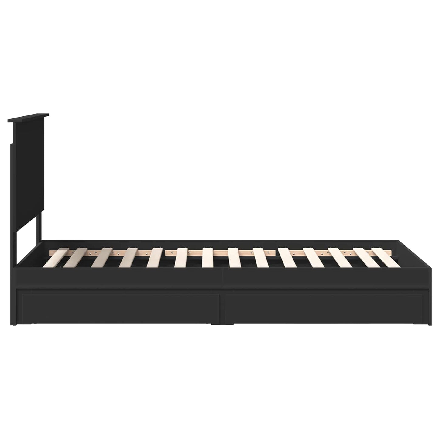 Opslag bed met hoofdeinde Zwart 100 x 200 cm Bewerkt hout is nu te koop bij PeponiXL, paradijselijk wonen!