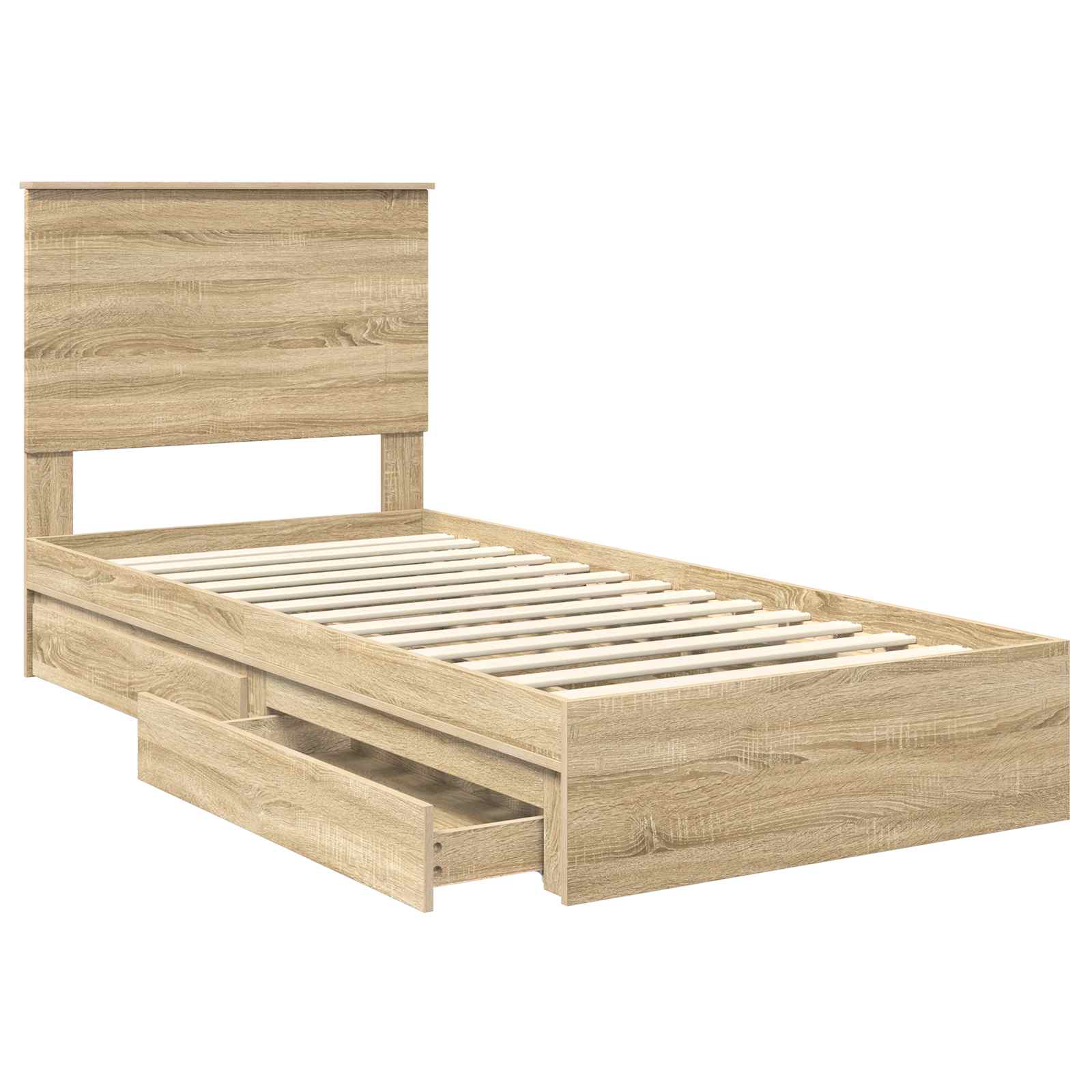 Opslag bed met lade Sonoma Eiken 100 x 200 cm Bewerkt hout is nu te koop bij PeponiXL, paradijselijk wonen!