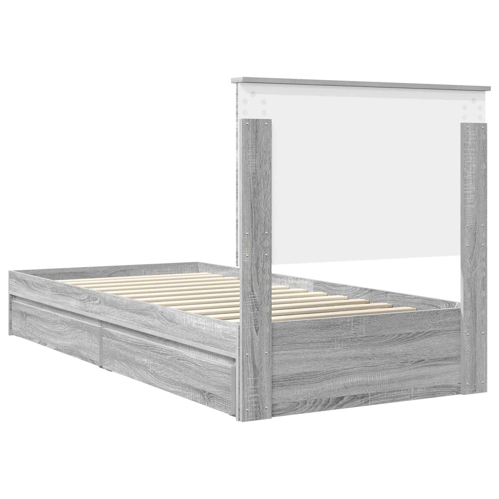 Opslag bed met lade Grijs Sonoma 100 x 200 cm Bewerkt hout is nu te koop bij PeponiXL, paradijselijk wonen!