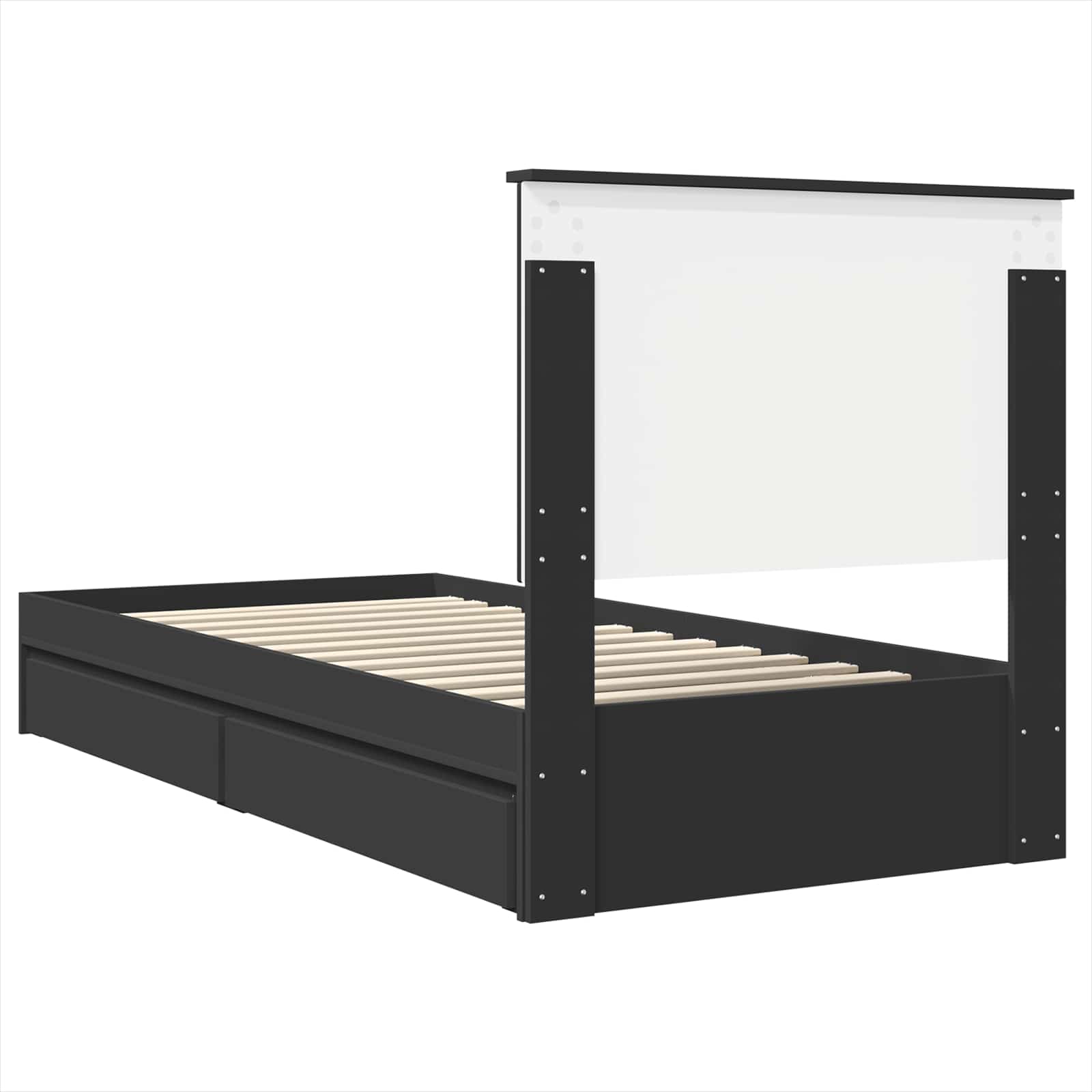 Opslag bed met hoofdeinde Zwart 90 x 190 cm Bewerkt hout is nu te koop bij PeponiXL, paradijselijk wonen!