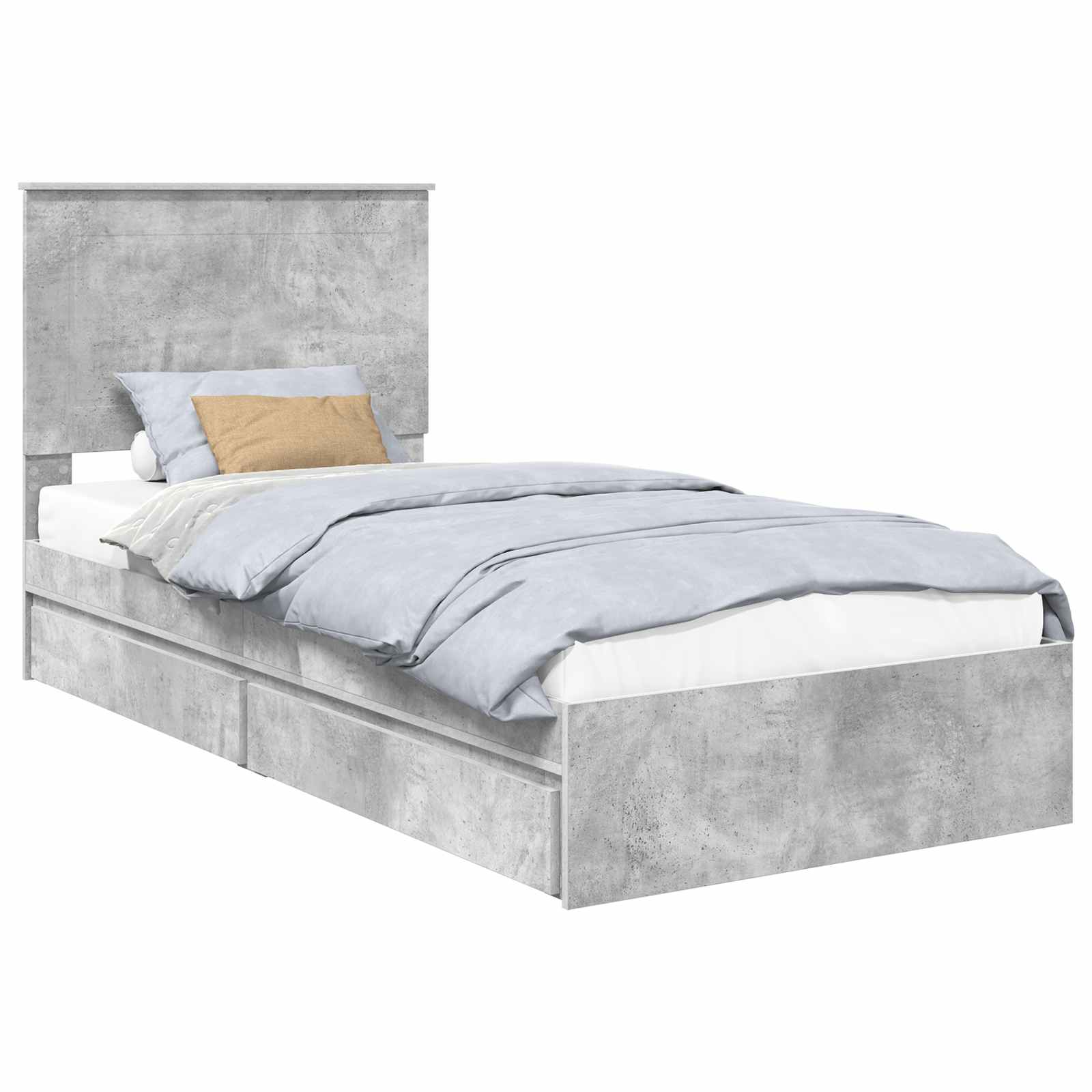 Opslag bed met hoofdeinde Beton Grijs 90 x 190 cm Bewerkt hout is nu te koop bij PeponiXL, paradijselijk wonen!