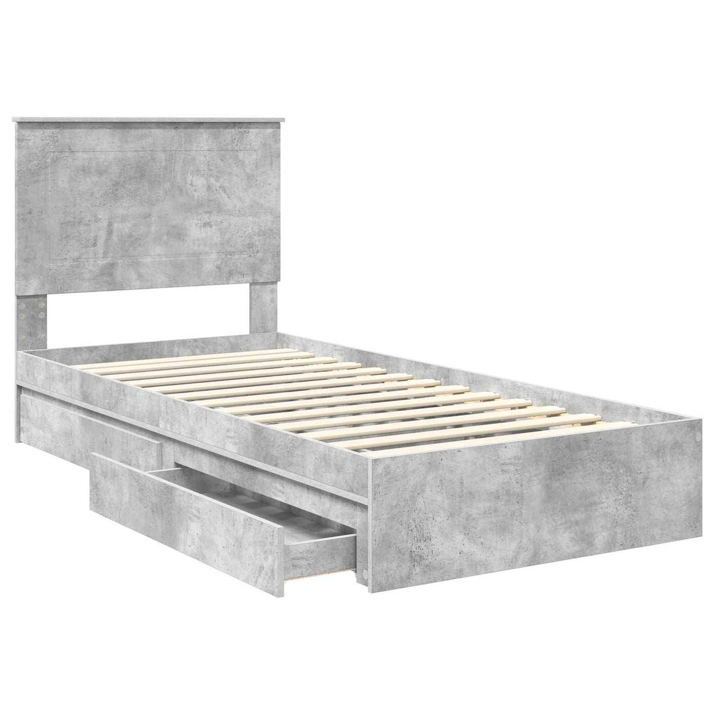 Opslag bed met hoofdeinde Beton Grijs 90 x 190 cm Bewerkt hout is nu te koop bij PeponiXL, paradijselijk wonen!