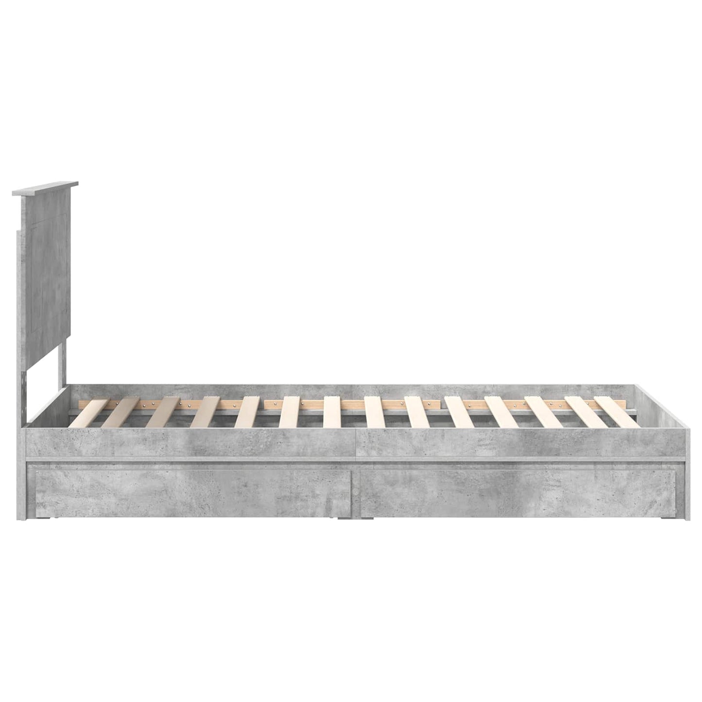 Opslag bed met hoofdeinde Beton Grijs 90 x 190 cm Bewerkt hout is nu te koop bij PeponiXL, paradijselijk wonen!