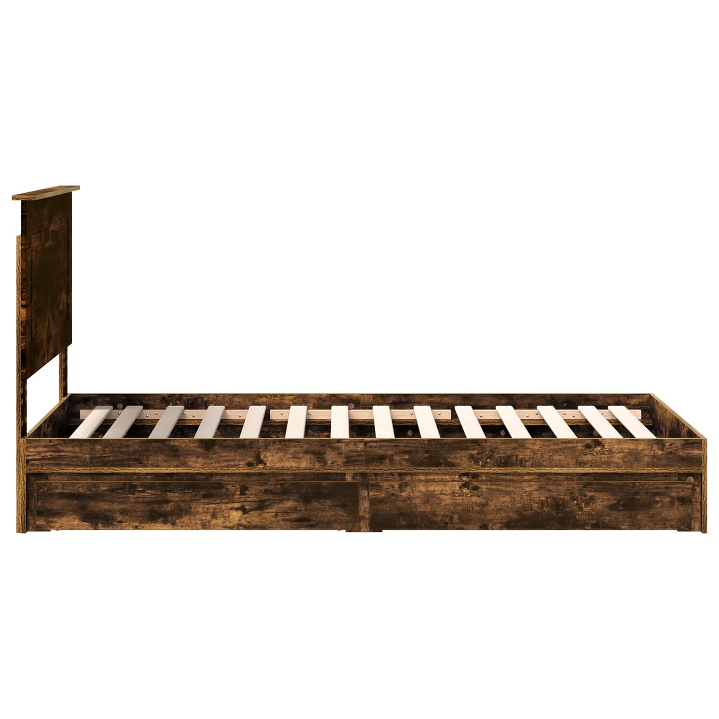 Opslag bed met lade Gerookt eiken 90 x 190 cm Bewerkt hout is nu te koop bij PeponiXL, paradijselijk wonen!