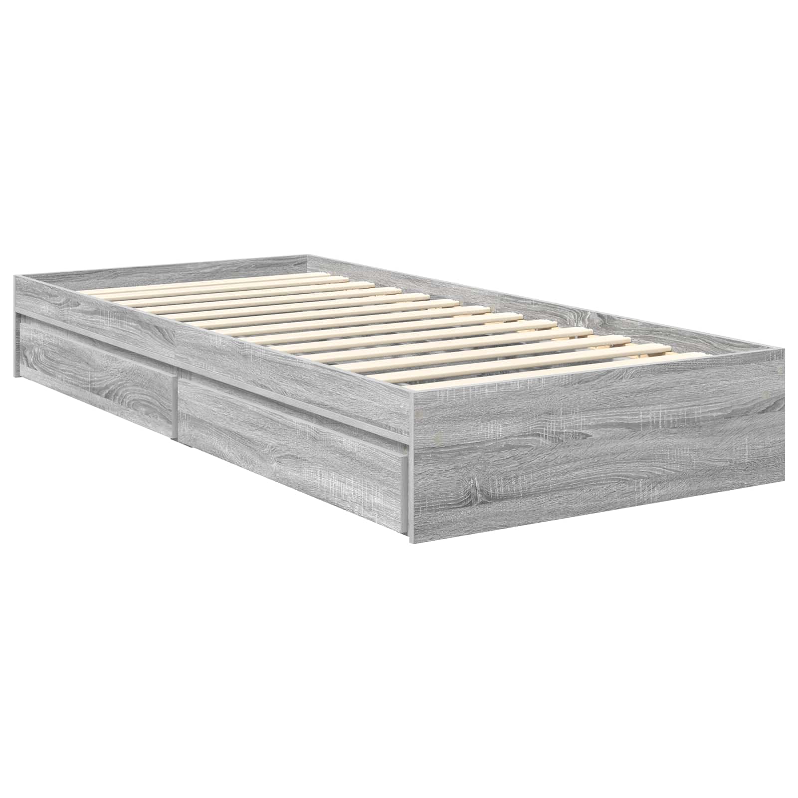 Opslag bed met hoofdeinde Grijs Sonoma 90 x 190 cm Bewerkt hout is nu te koop bij PeponiXL, paradijselijk wonen!