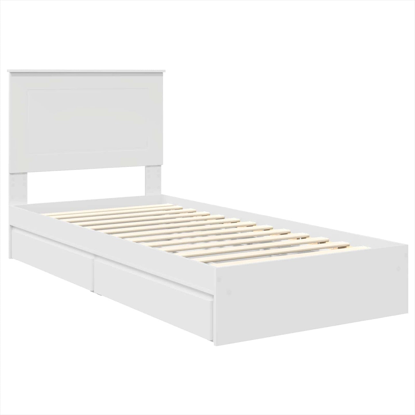 Opslag bed met hoofdeinde met lade Wit 90 x 200 cm Bewerkt hout is nu te koop bij PeponiXL, paradijselijk wonen!