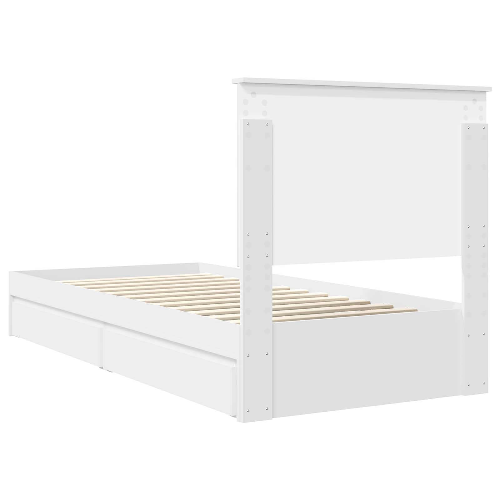 Opslag bed met hoofdeinde met lade Wit 90 x 200 cm Bewerkt hout is nu te koop bij PeponiXL, paradijselijk wonen!