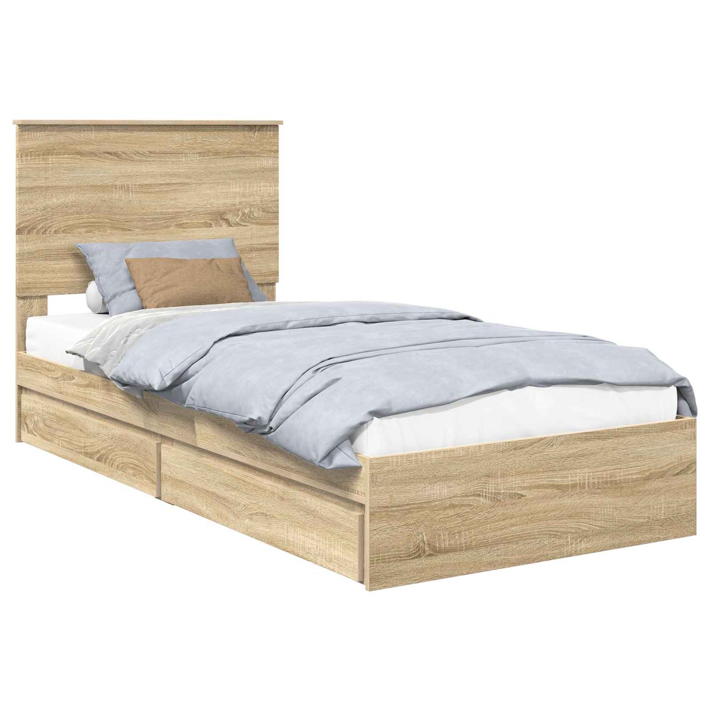 Opslag bed met hoofdeinde Sonoma Eiken 90 x 200 cm Bewerkt hout is nu te koop bij PeponiXL, paradijselijk wonen!