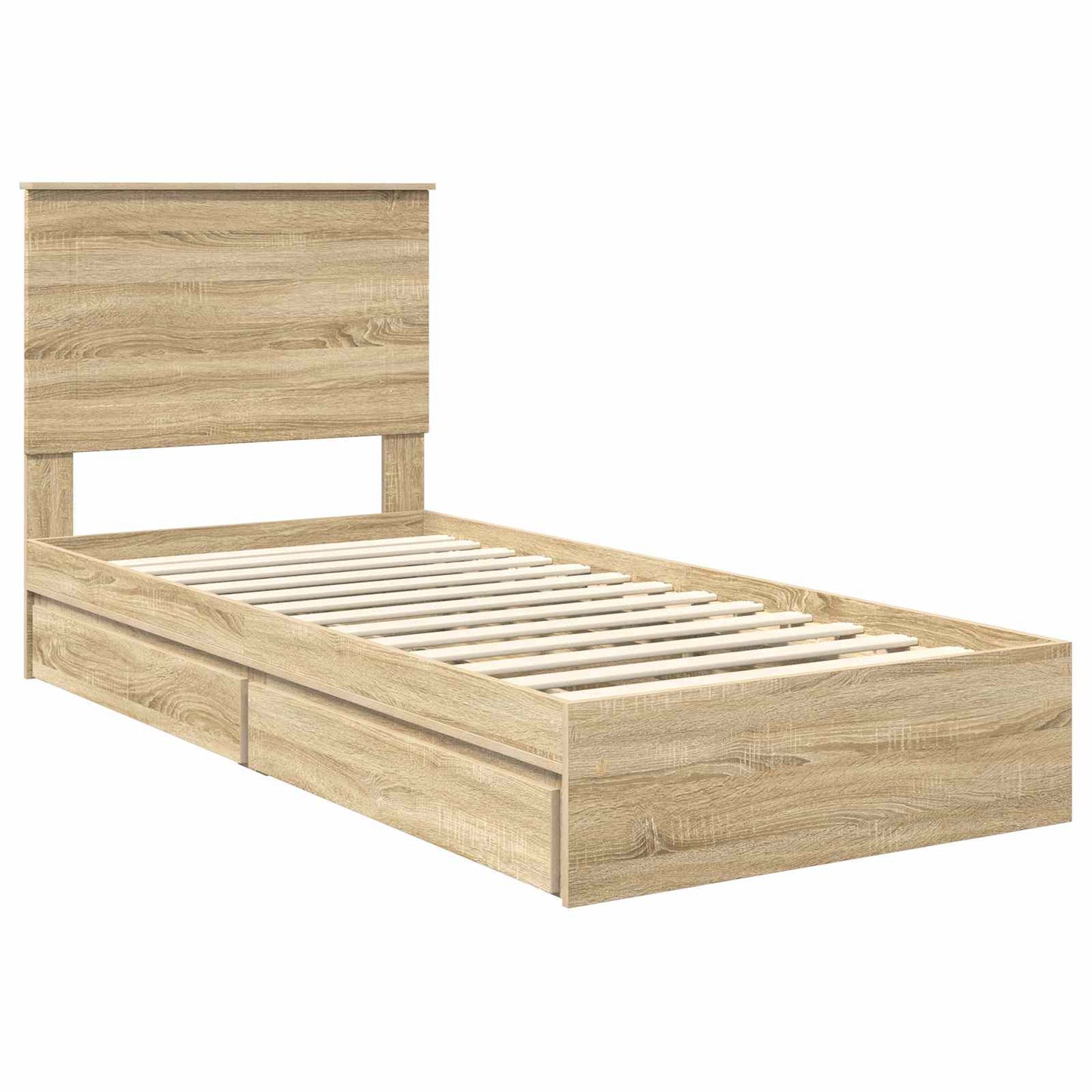 Opslag bed met hoofdeinde Sonoma Eiken 90 x 200 cm Bewerkt hout is nu te koop bij PeponiXL, paradijselijk wonen!