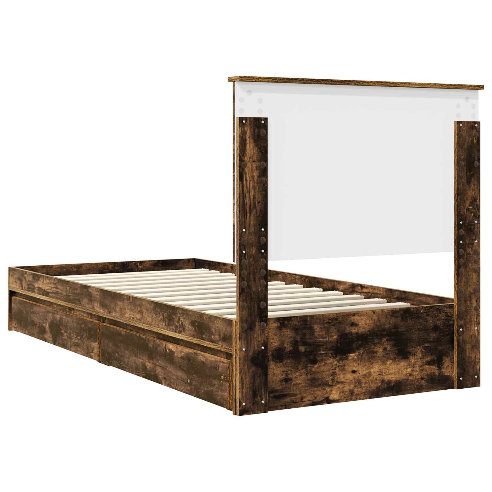 Opslag bed met lade Gerookt eiken 90 x 200 cm Bewerkt hout is nu te koop bij PeponiXL, paradijselijk wonen!