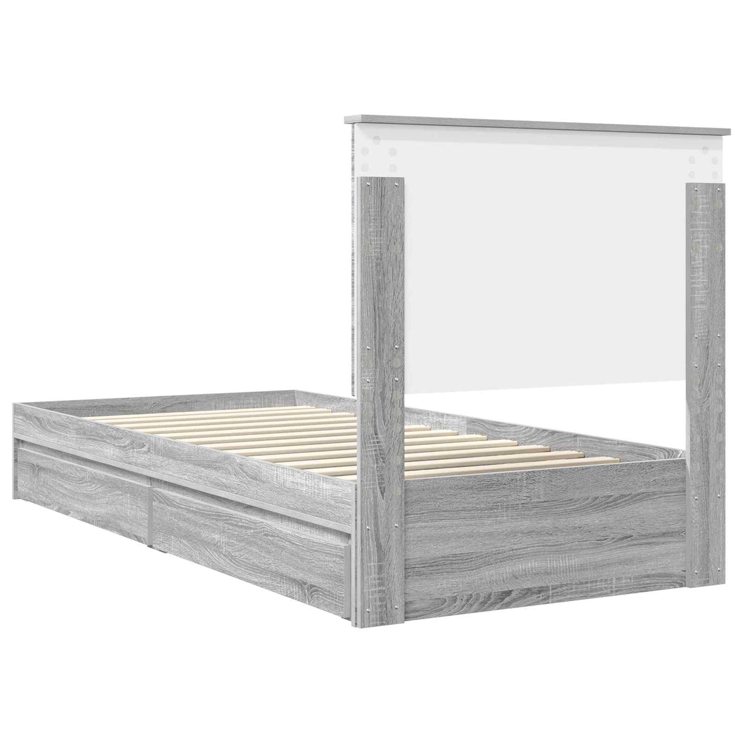 Opslag bed met hoofdeinde Grijs Sonoma 90 x 200 cm Bewerkt hout is nu te koop bij PeponiXL, paradijselijk wonen!