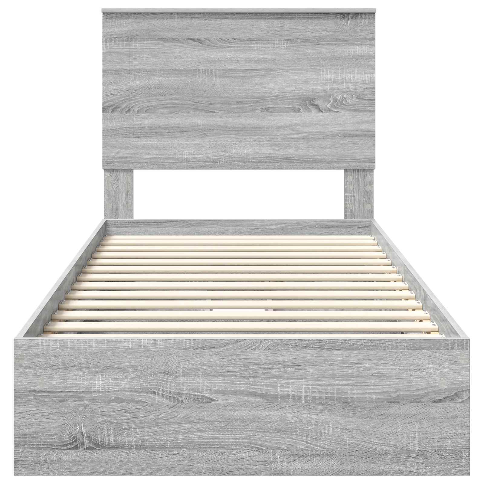Opslag bed met hoofdeinde Grijs Sonoma 90 x 200 cm Bewerkt hout is nu te koop bij PeponiXL, paradijselijk wonen!