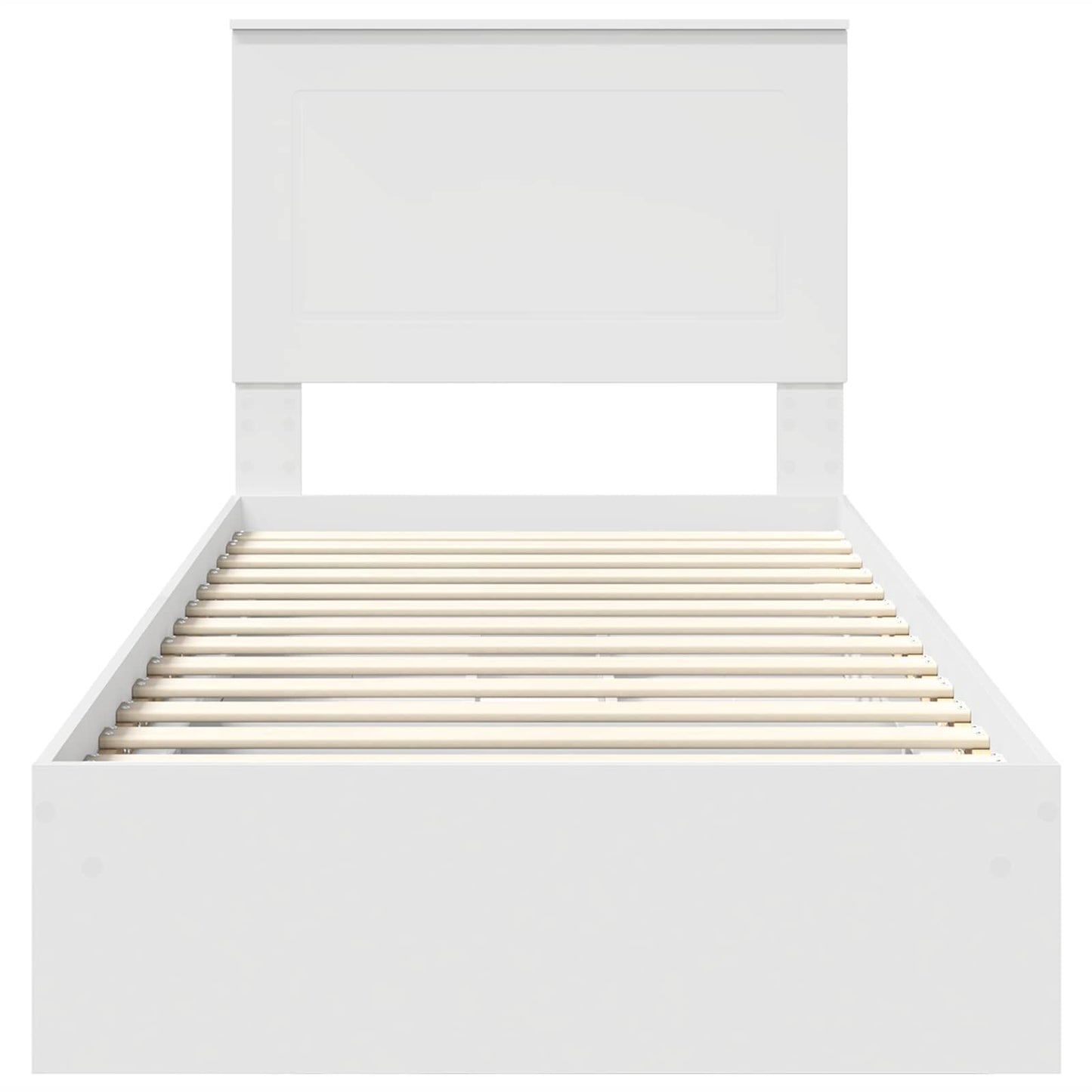 Opslag bed met hoofdeinde met lade Wit 75 x 190 cm Bewerkt hout is nu te koop bij PeponiXL, paradijselijk wonen!