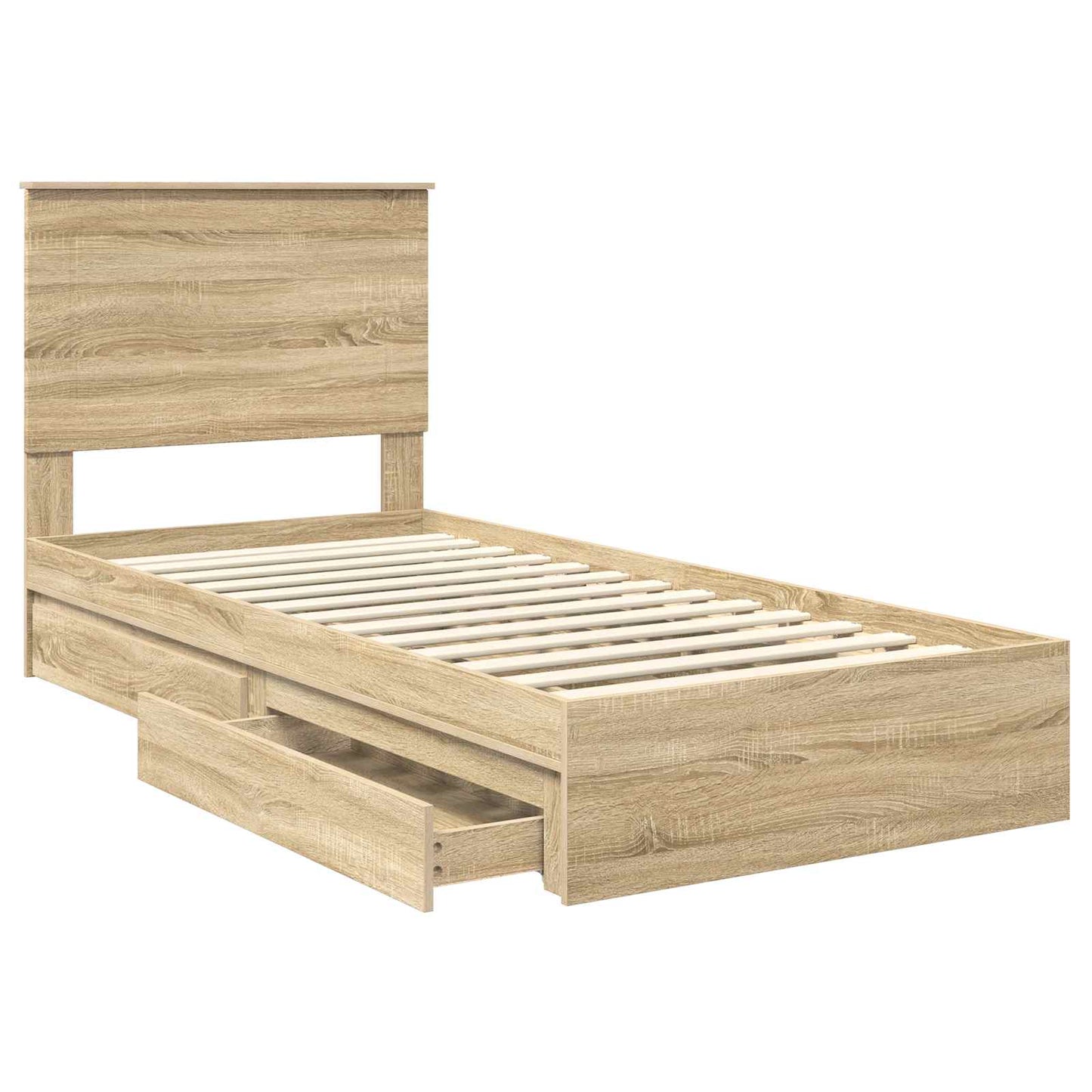 Opslag bed met hoofdeinde Sonoma Eiken 75 x 190 cm Bewerkt hout is nu te koop bij PeponiXL, paradijselijk wonen!
