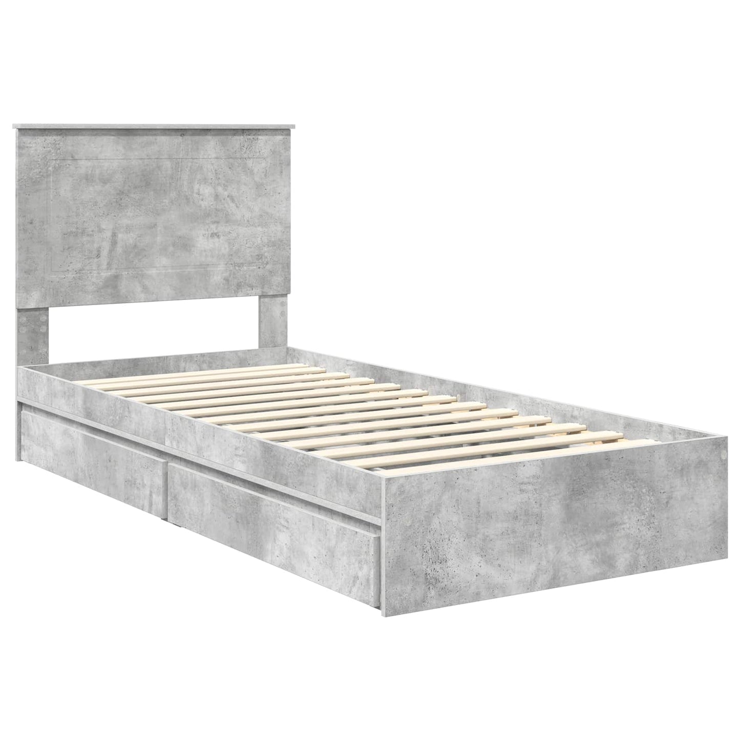Opslag bed met hoofdeinde Beton Grijs 75 x 190 cm Bewerkt hout is nu te koop bij PeponiXL, paradijselijk wonen!