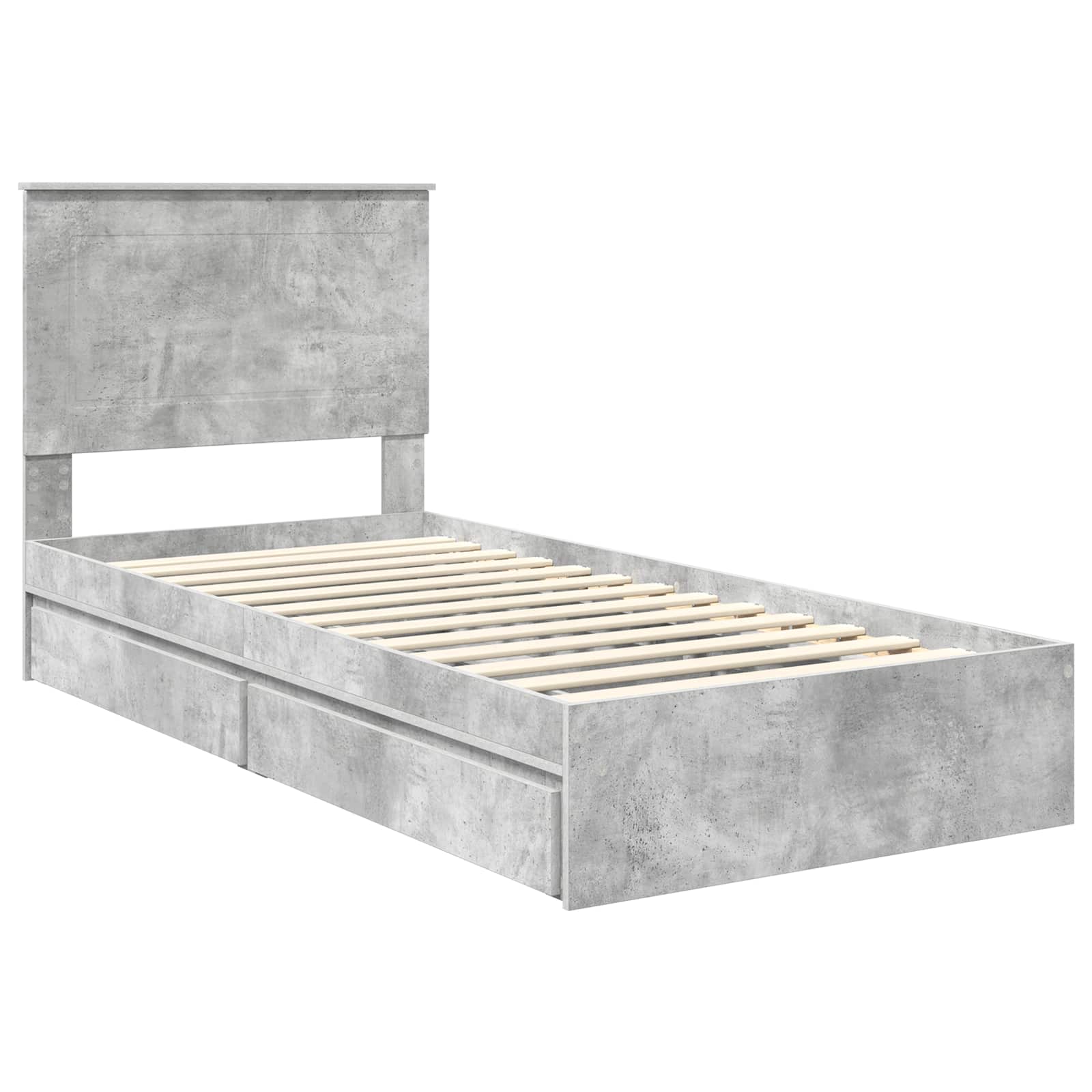Opslag bed met hoofdeinde Beton Grijs 75 x 190 cm Bewerkt hout is nu te koop bij PeponiXL, paradijselijk wonen!