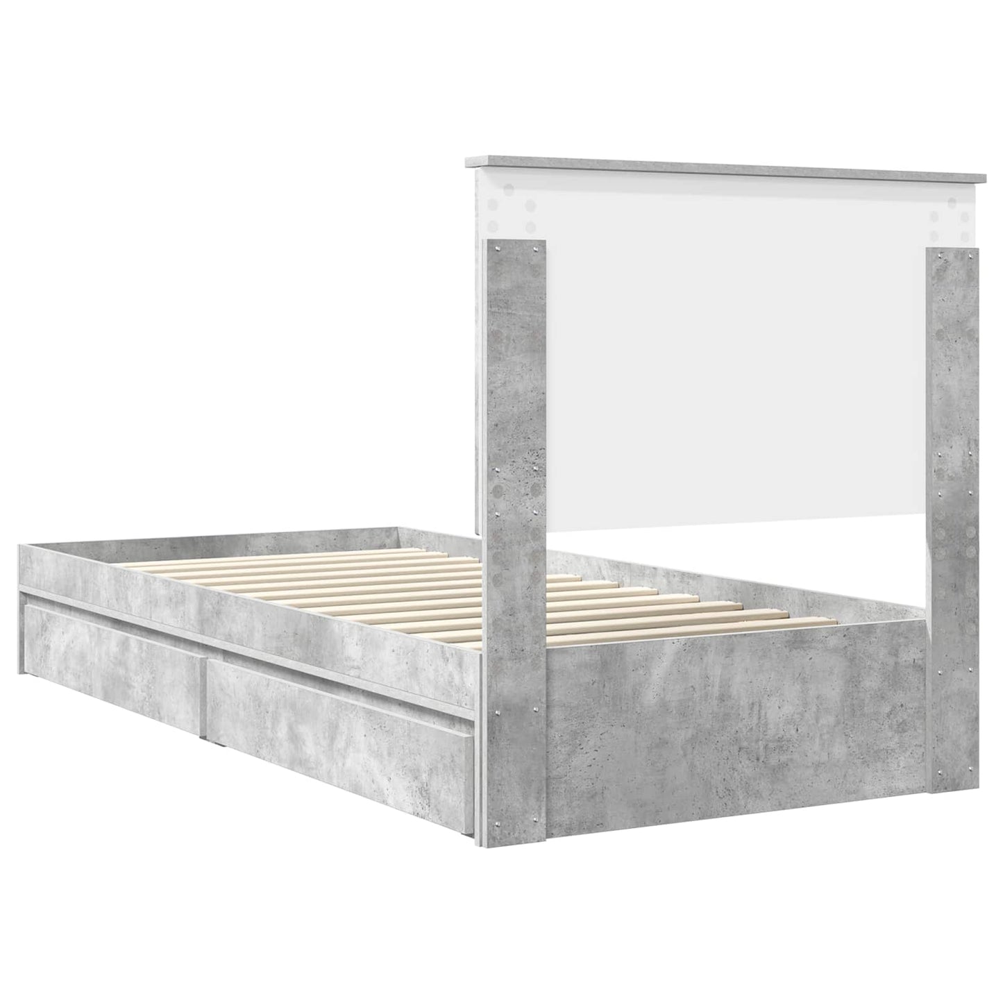 Opslag bed met hoofdeinde Beton Grijs 75 x 190 cm Bewerkt hout is nu te koop bij PeponiXL, paradijselijk wonen!