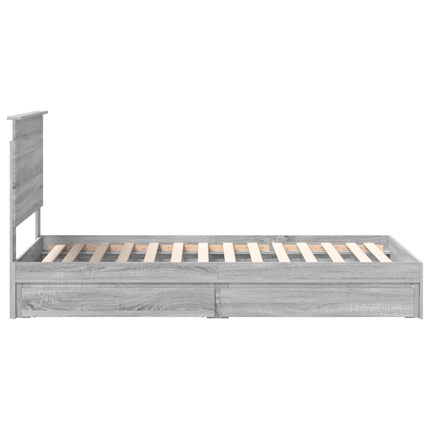 Opslag bed met hoofdeinde Grijs Sonoma 75 x 190 cm Bewerkt hout is nu te koop bij PeponiXL, paradijselijk wonen!