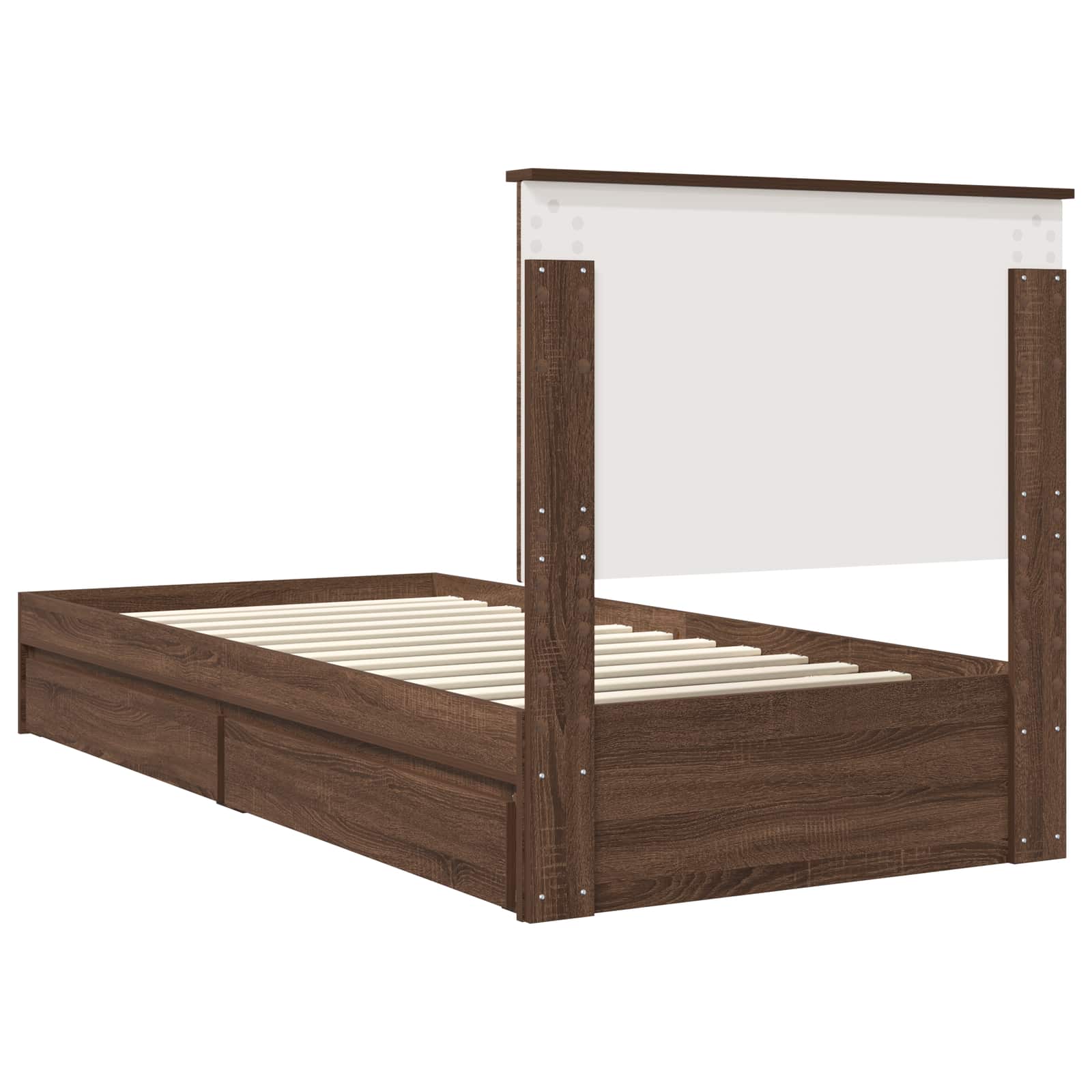 Opslag bed met hoofdeinde Bruin Eiken 75 x 190 cm Bewerkt hout is nu te koop bij PeponiXL, paradijselijk wonen!