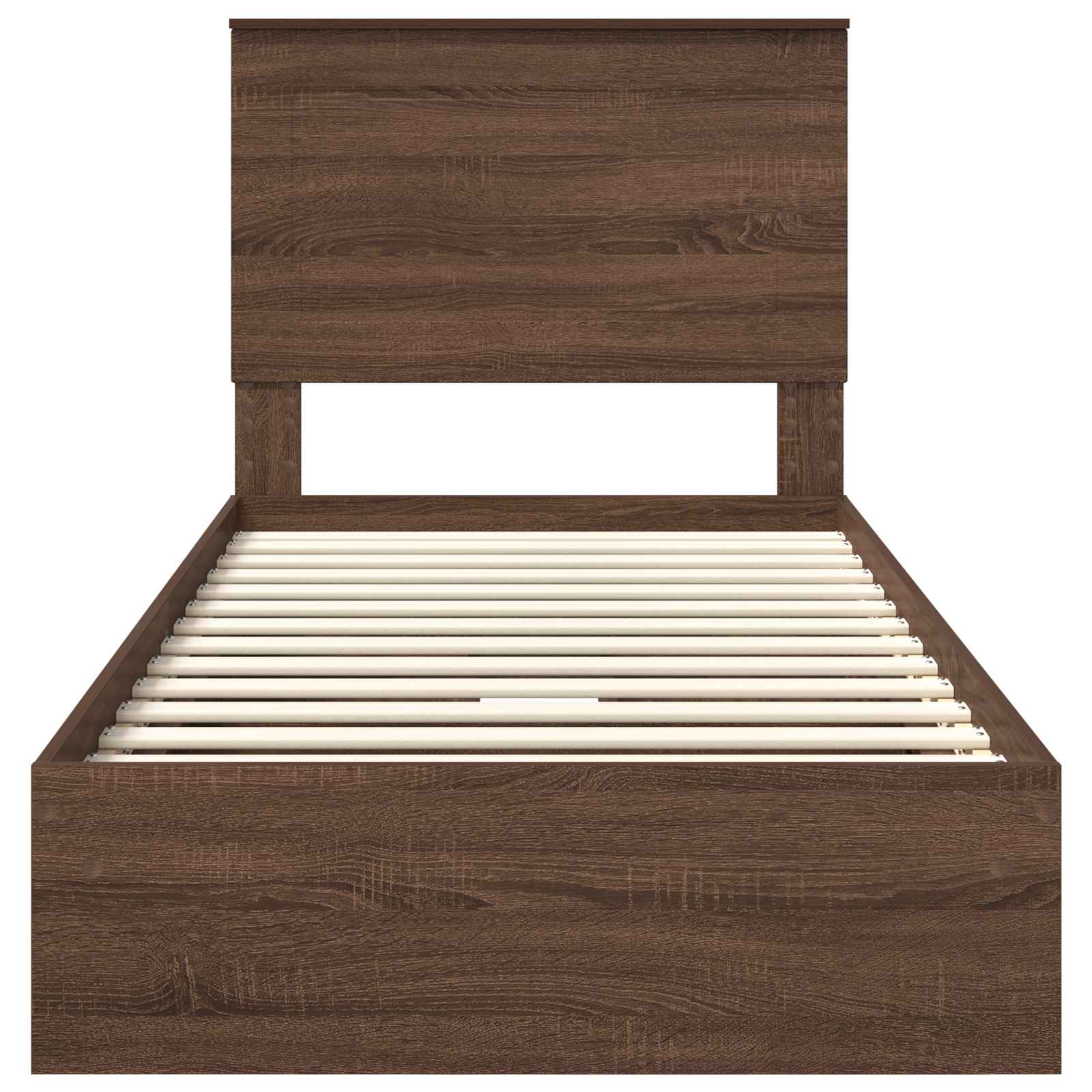Opslag bed met hoofdeinde Bruin Eiken 75 x 190 cm Bewerkt hout is nu te koop bij PeponiXL, paradijselijk wonen!
