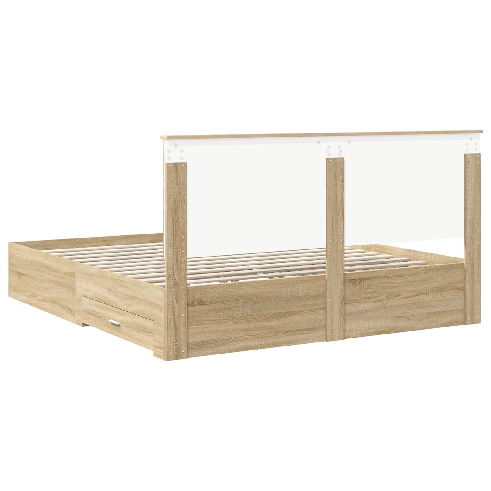 Bedframe met hoofdeinde Sonoma Eiken 200 x 200 cm Bewerkt hout is nu te koop bij PeponiXL, paradijselijk wonen!