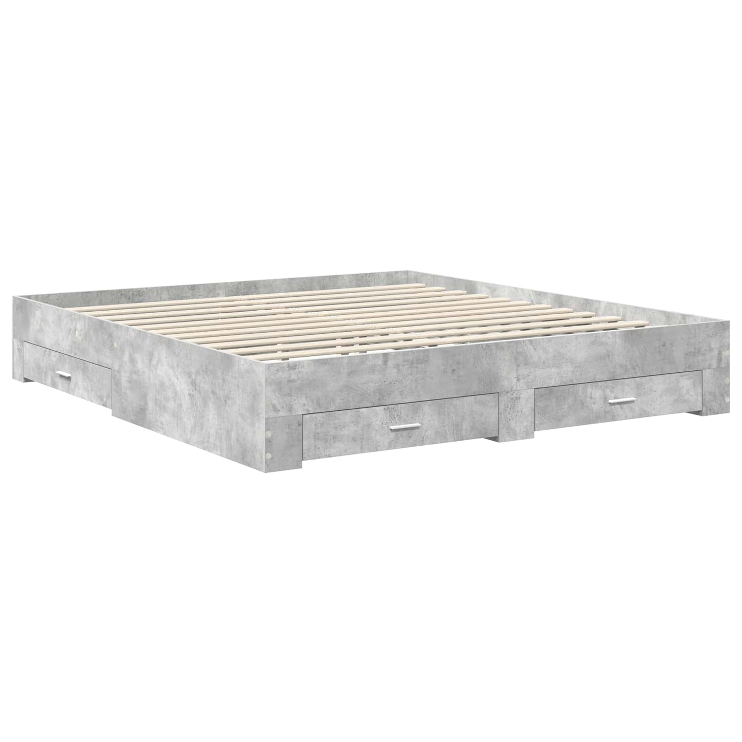 Bedframe met hoofdeinde Beton Grijs 200 x 200 cm Bewerkt hout is nu te koop bij PeponiXL, paradijselijk wonen!