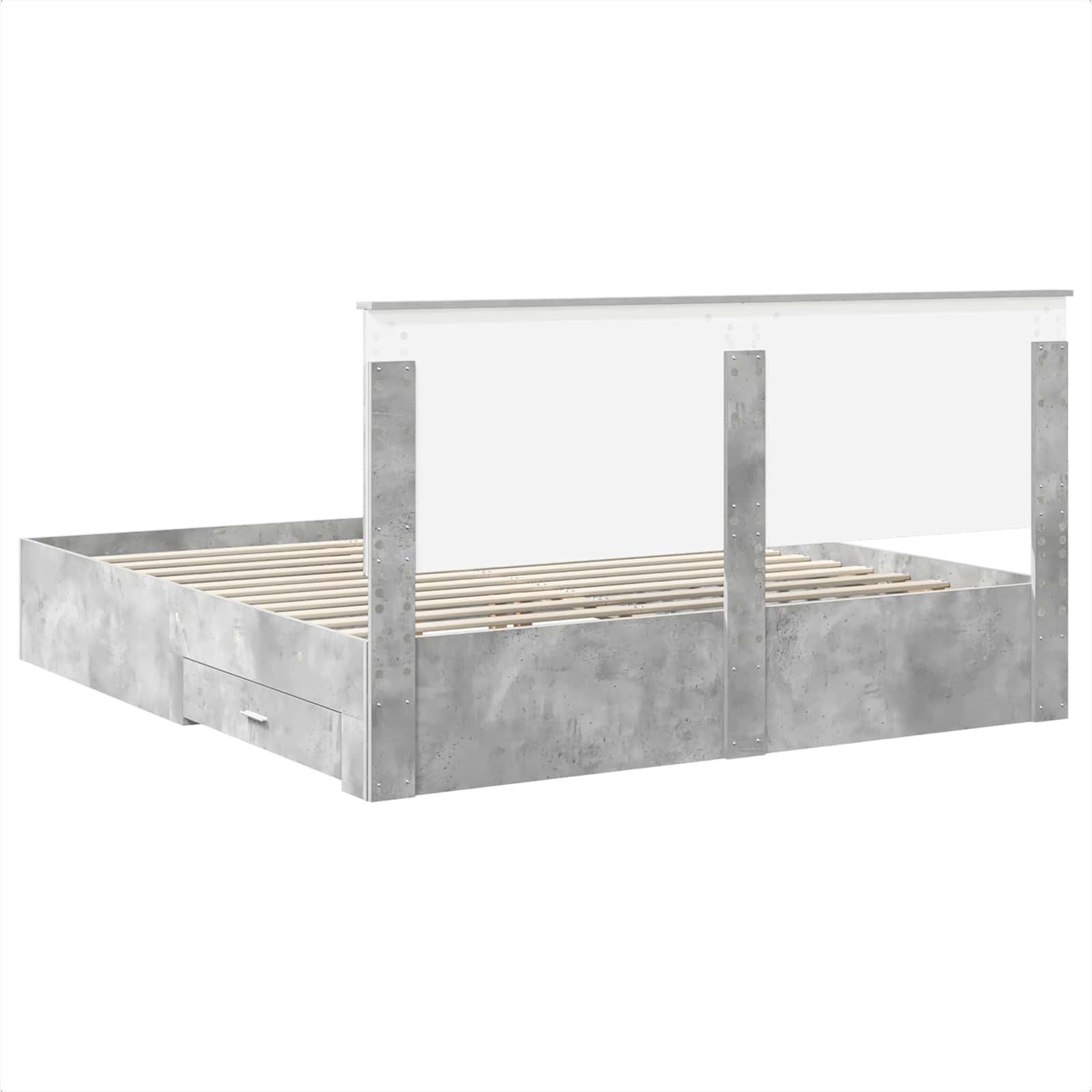 Bedframe met hoofdeinde Beton Grijs 200 x 200 cm Bewerkt hout is nu te koop bij PeponiXL, paradijselijk wonen!