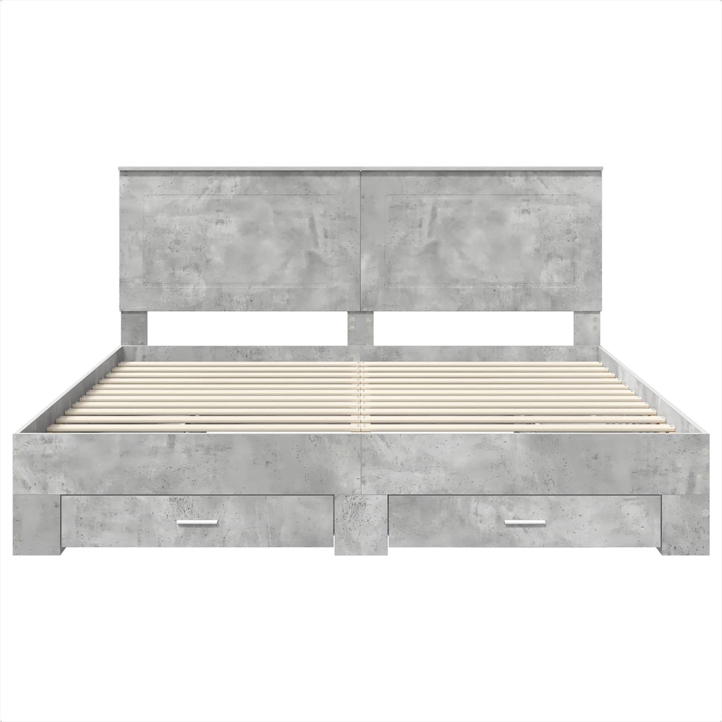 Bedframe met hoofdeinde Beton Grijs 200 x 200 cm Bewerkt hout is nu te koop bij PeponiXL, paradijselijk wonen!
