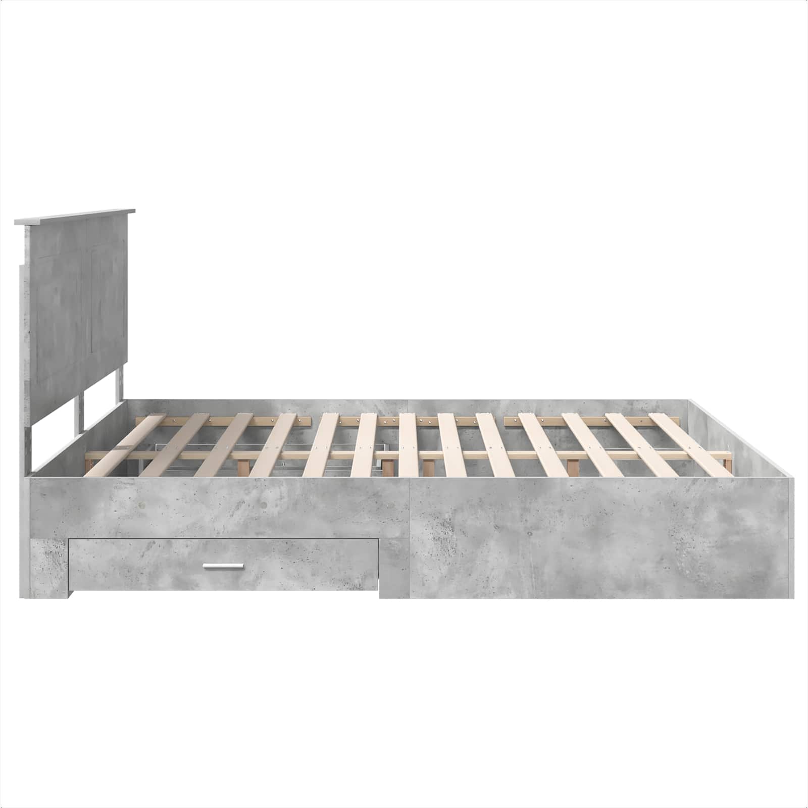 Bedframe met hoofdeinde Beton Grijs 200 x 200 cm Bewerkt hout is nu te koop bij PeponiXL, paradijselijk wonen!