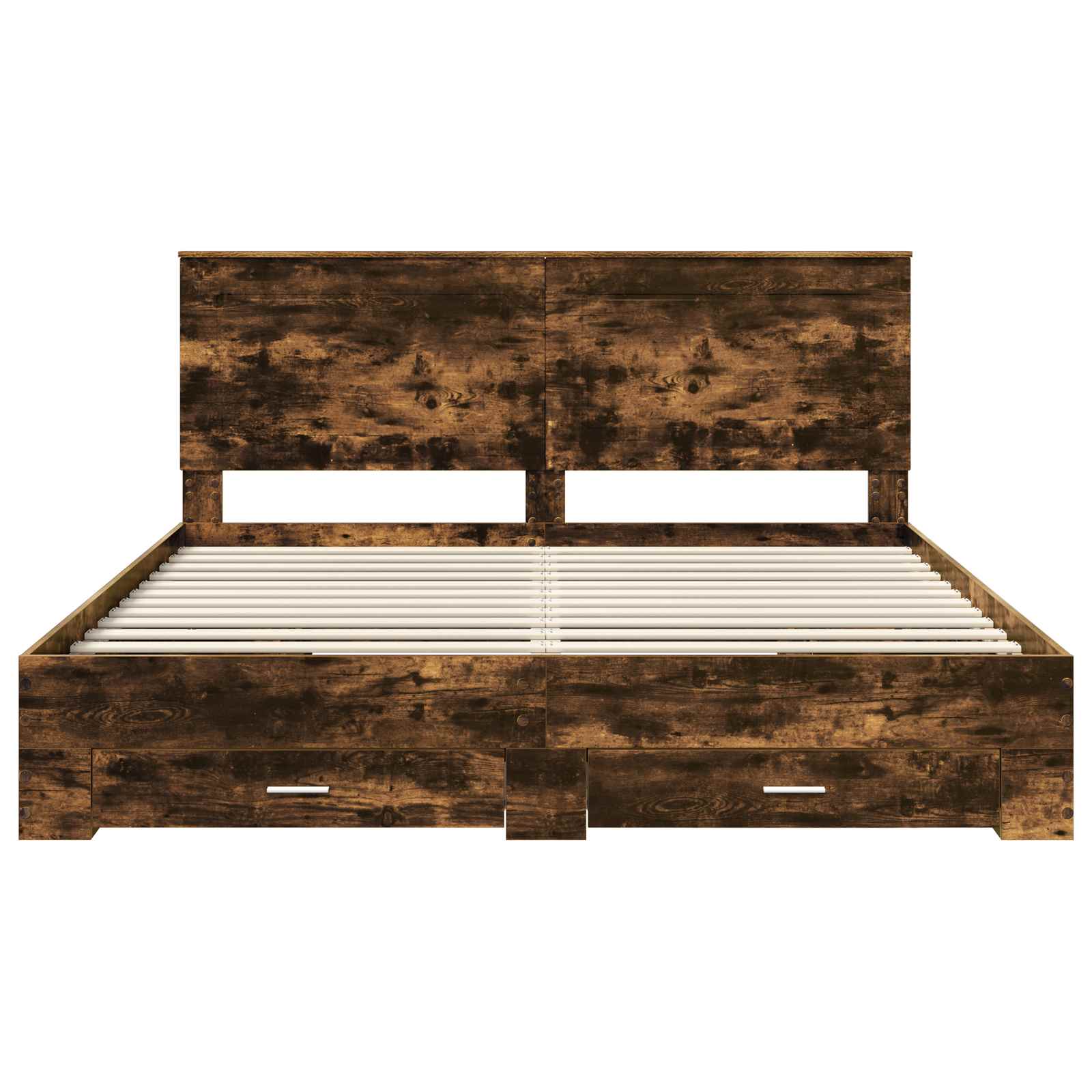 Bedframe met hoofdeinde Gerookt eiken 200 x 200 cm Bewerkt hout is nu te koop bij PeponiXL, paradijselijk wonen!