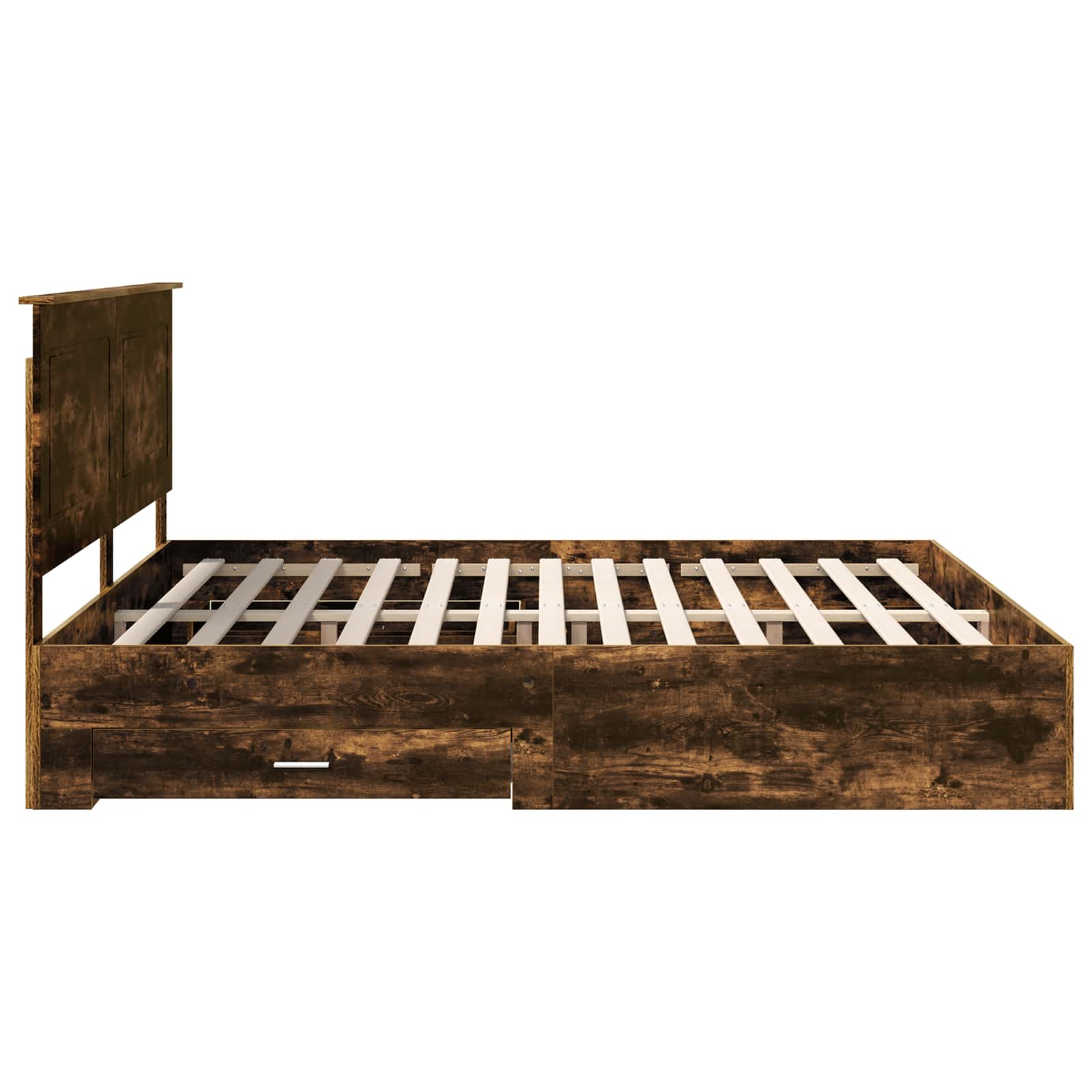 Bedframe met hoofdeinde Gerookt eiken 200 x 200 cm Bewerkt hout is nu te koop bij PeponiXL, paradijselijk wonen!