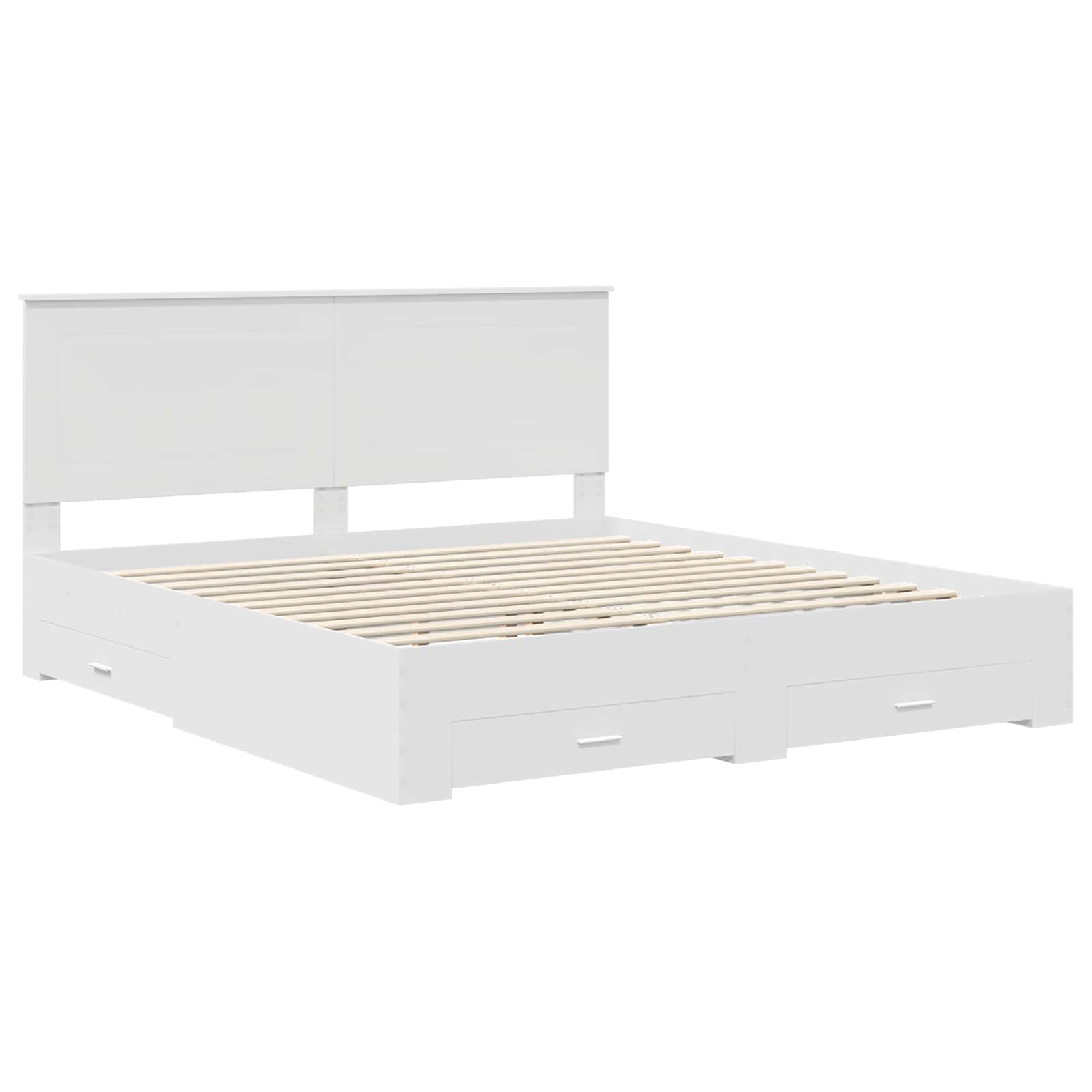Bedframe met hoofdeinde met lade Wit 180 x 200 cm Bewerkt hout is nu te koop bij PeponiXL, paradijselijk wonen!