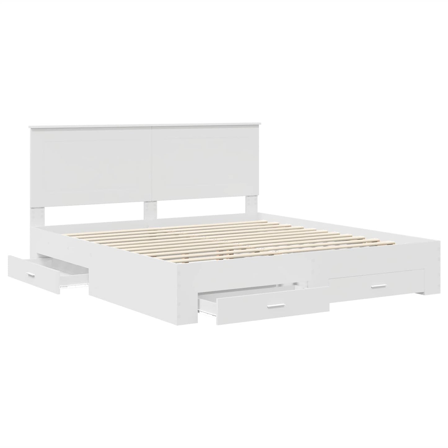 Bedframe met hoofdeinde met lade Wit 180 x 200 cm Bewerkt hout is nu te koop bij PeponiXL, paradijselijk wonen!