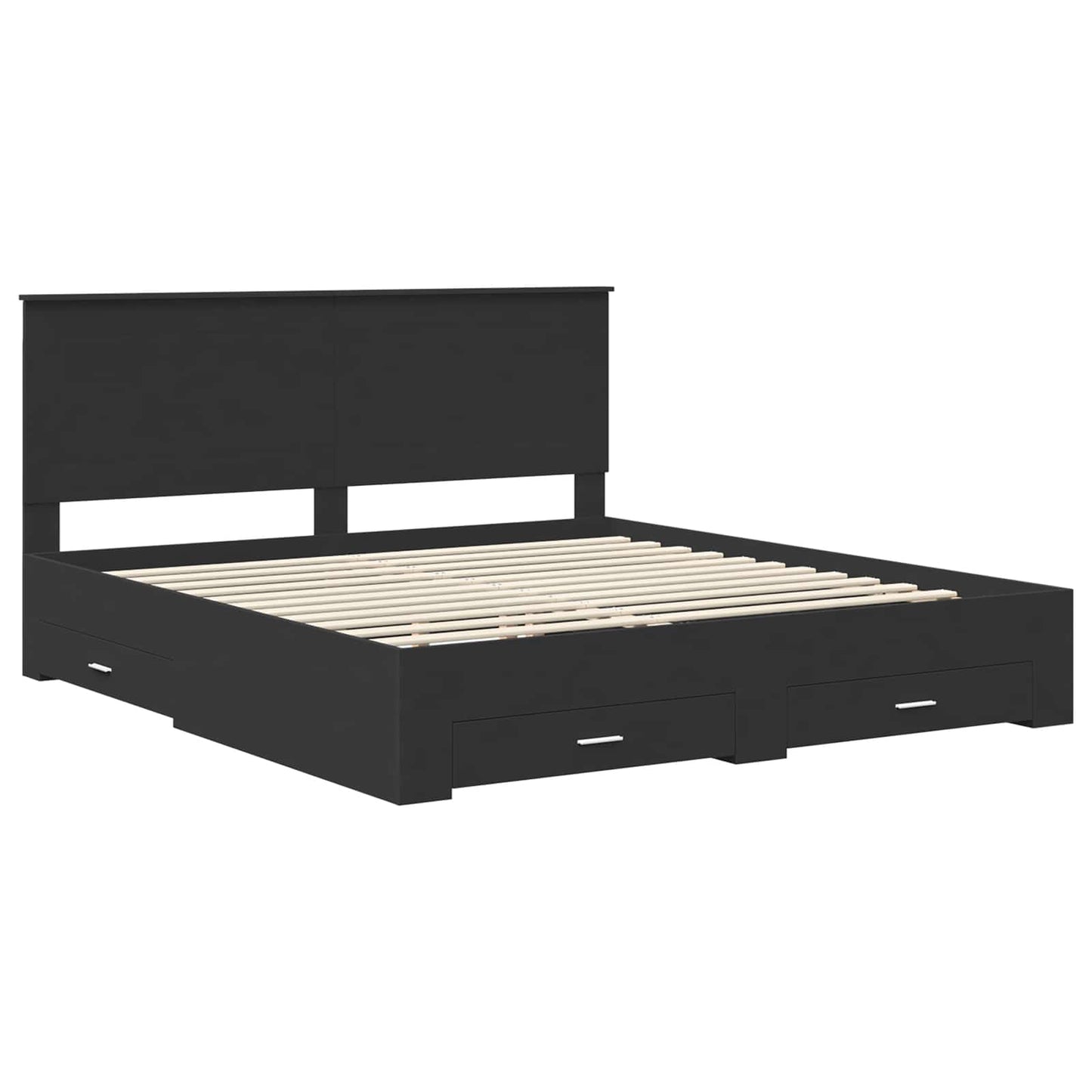 Bedframe met lade met opslag Zwart 180 x 200 cm Bewerkt hout