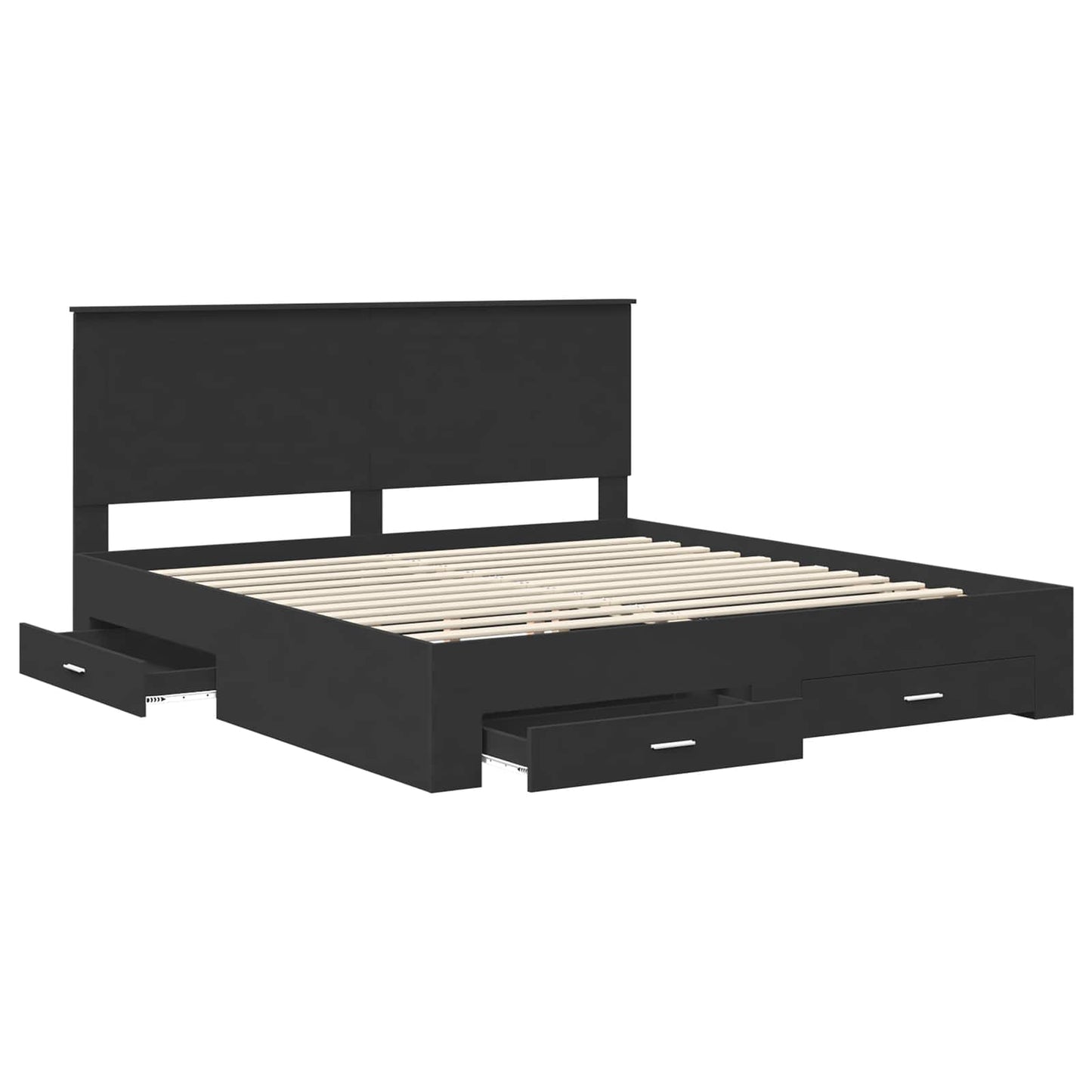 Bedframe met lade met opslag Zwart 180 x 200 cm Bewerkt hout