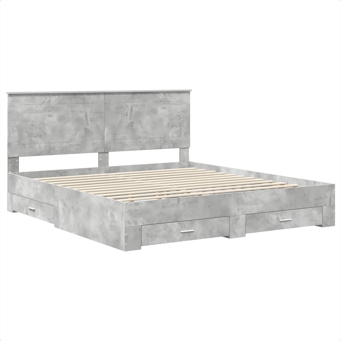 Bedframe met hoofdeinde Beton Grijs 180 x 200 cm Bewerkt hout is nu te koop bij PeponiXL, paradijselijk wonen!