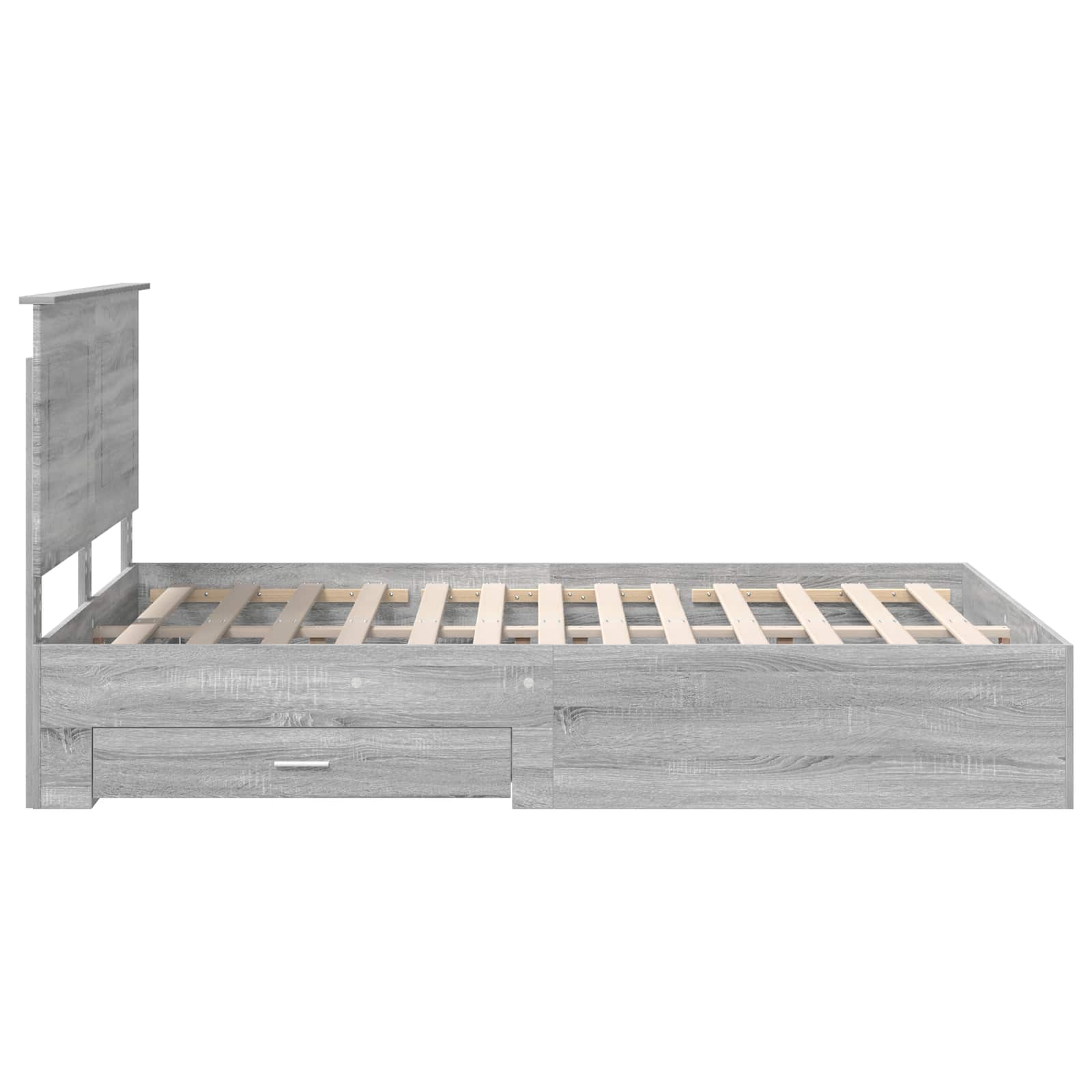 Bedframe met hoofdeinde Grijs Sonoma 160 x 200 cm Bewerkt hout is nu te koop bij PeponiXL, paradijselijk wonen!