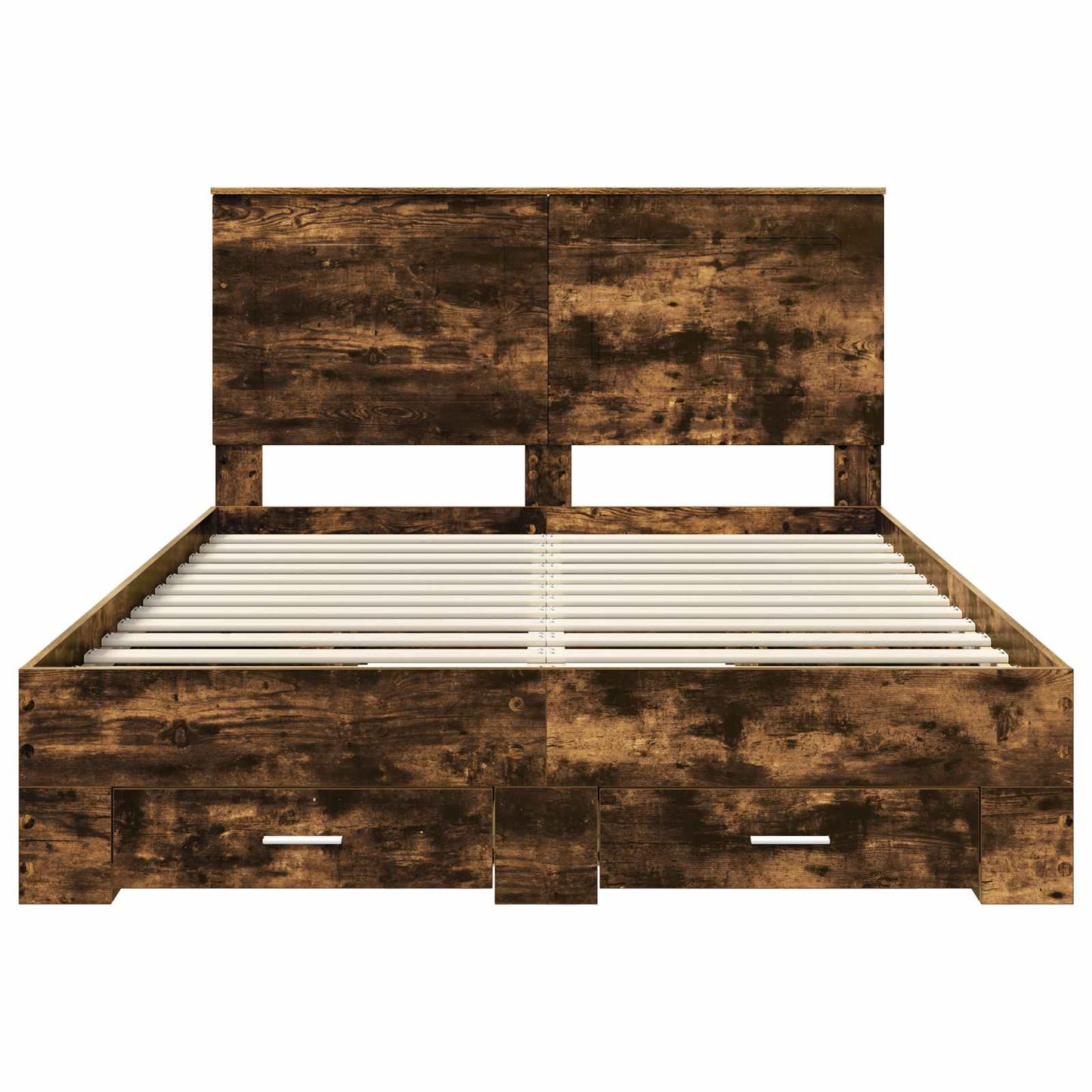 Bedframe met hoofdeinde Gerookt eiken 150 x 200 cm Bewerkt hout is nu te koop bij PeponiXL, paradijselijk wonen!