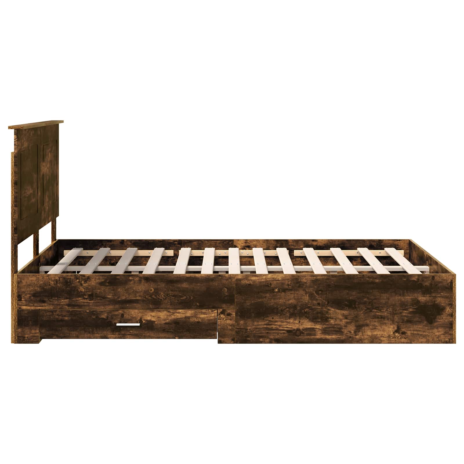 Bedframe met hoofdeinde Gerookt eiken 150 x 200 cm Bewerkt hout is nu te koop bij PeponiXL, paradijselijk wonen!