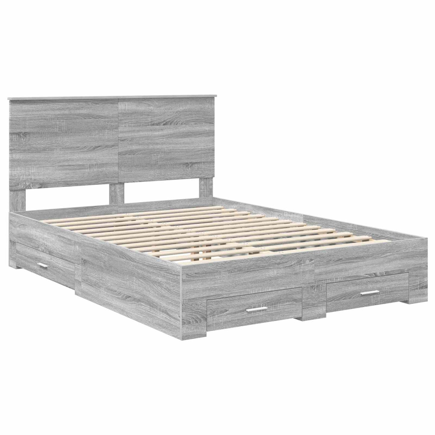 Bedframe met hoofdeinde Grijs Sonoma 150 x 200 cm Bewerkt hout is nu te koop bij PeponiXL, paradijselijk wonen!