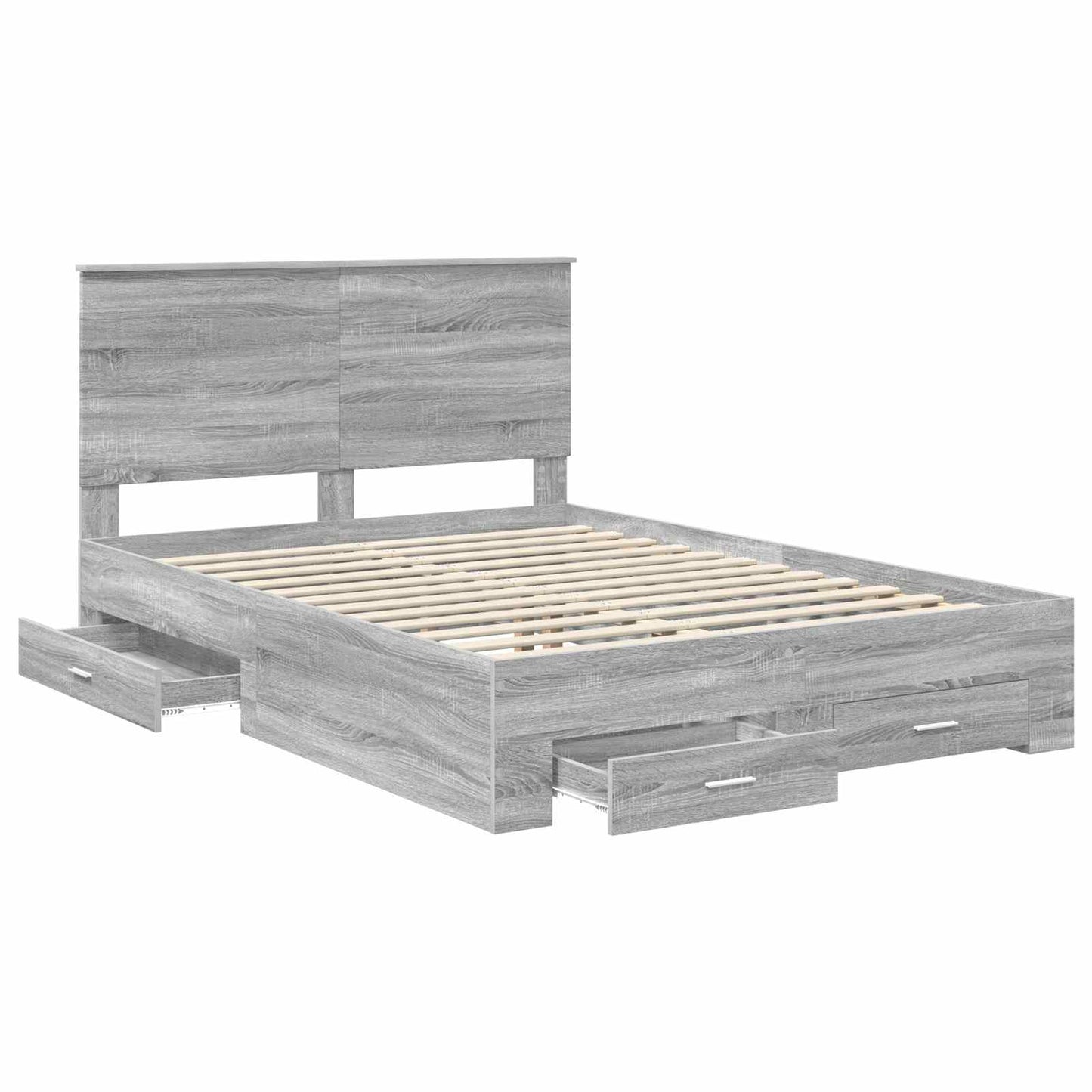 Bedframe met hoofdeinde Grijs Sonoma 150 x 200 cm Bewerkt hout is nu te koop bij PeponiXL, paradijselijk wonen!