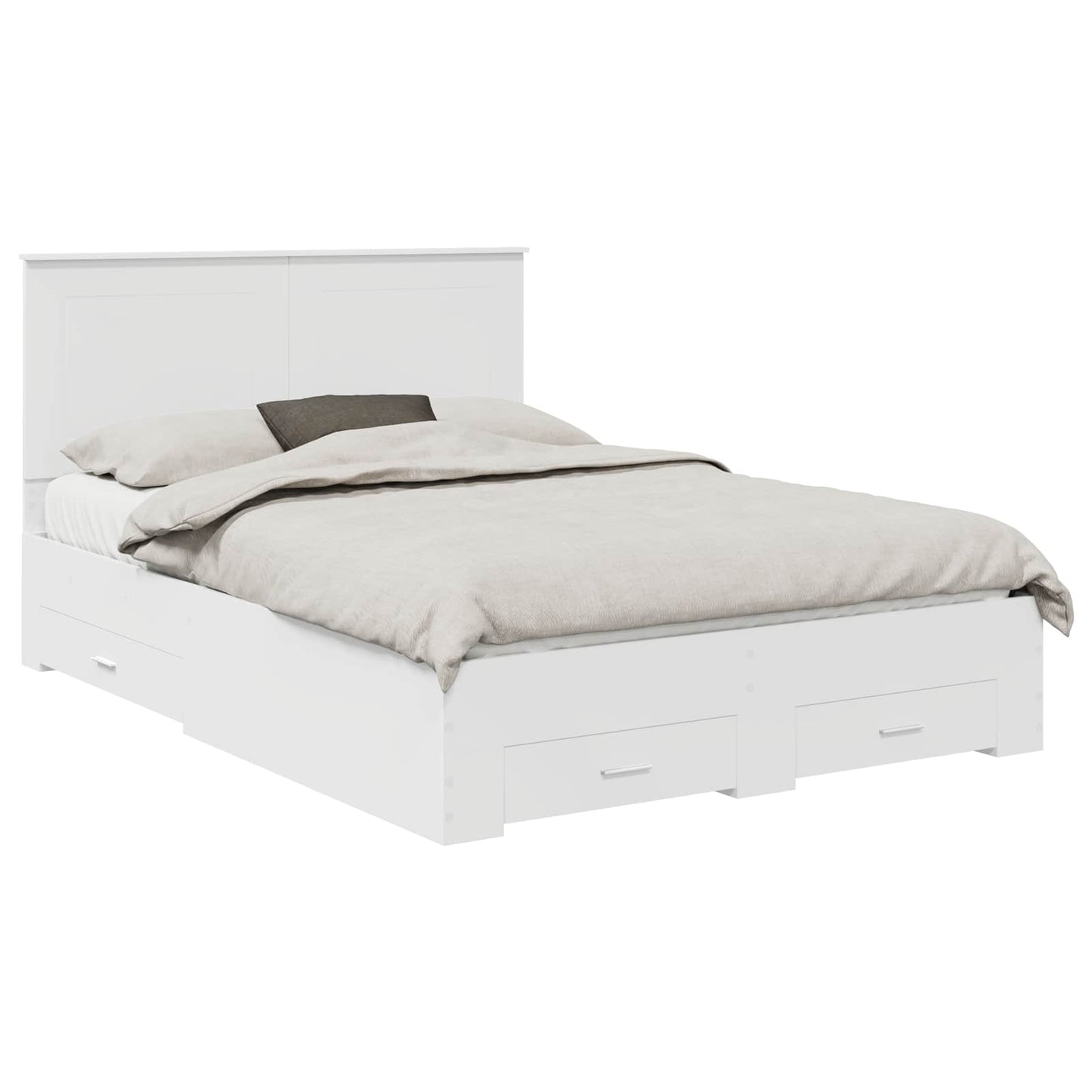 Bedframe met hoofdeinde met lade Wit 140 x 190 cm Bewerkt hout is nu te koop bij PeponiXL, paradijselijk wonen!