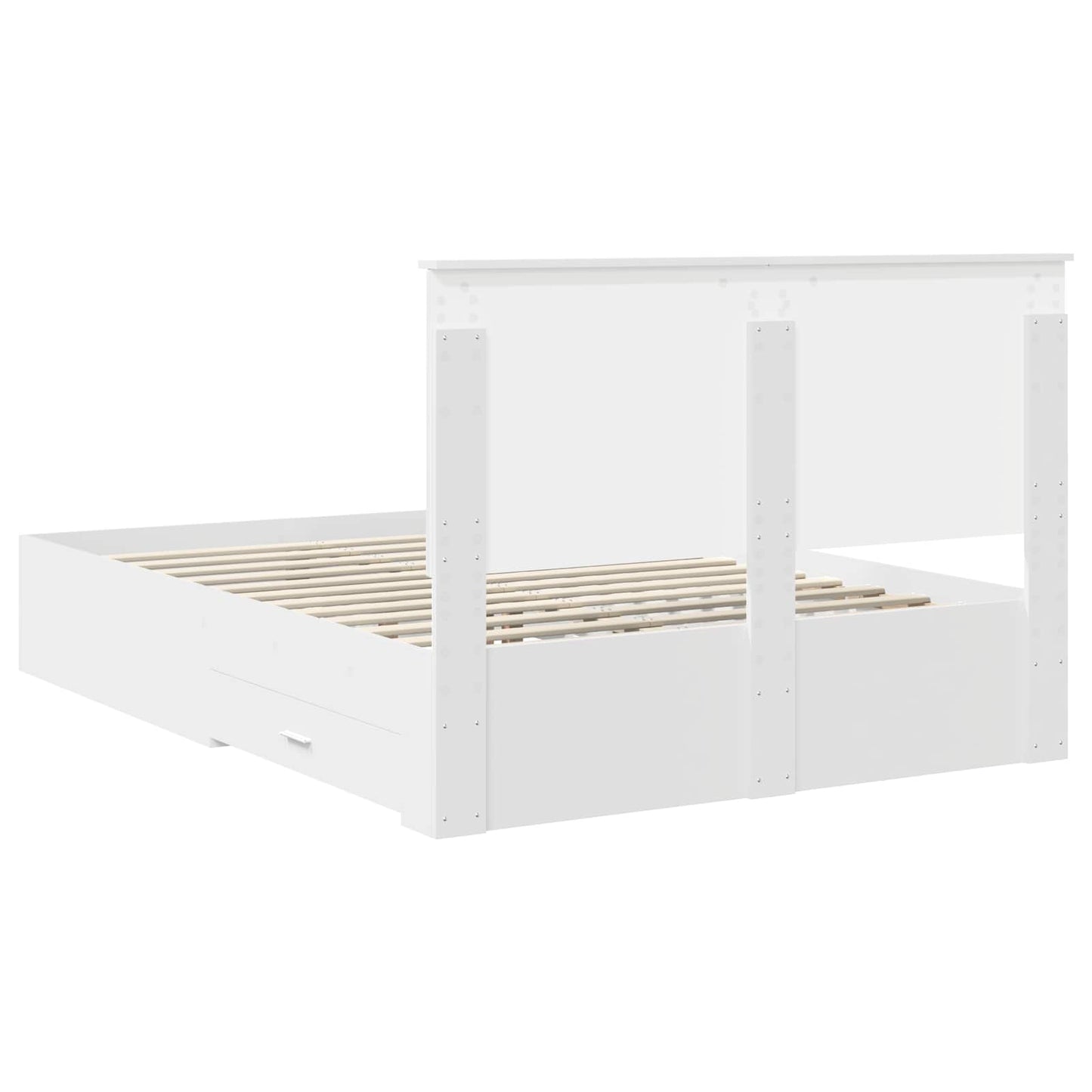 Bedframe met hoofdeinde met lade Wit 140 x 190 cm Bewerkt hout is nu te koop bij PeponiXL, paradijselijk wonen!