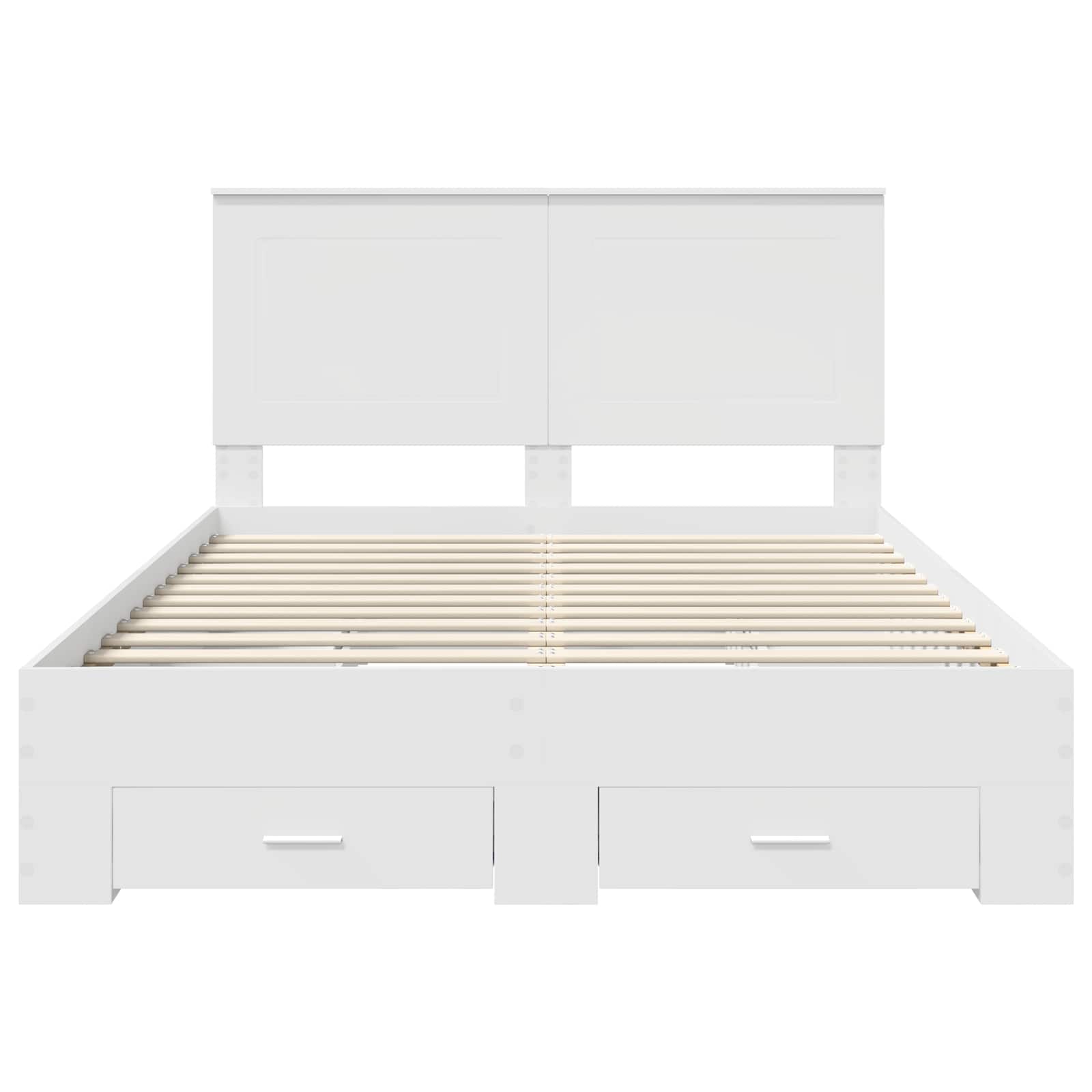 Bedframe met hoofdeinde met lade Wit 140 x 190 cm Bewerkt hout is nu te koop bij PeponiXL, paradijselijk wonen!