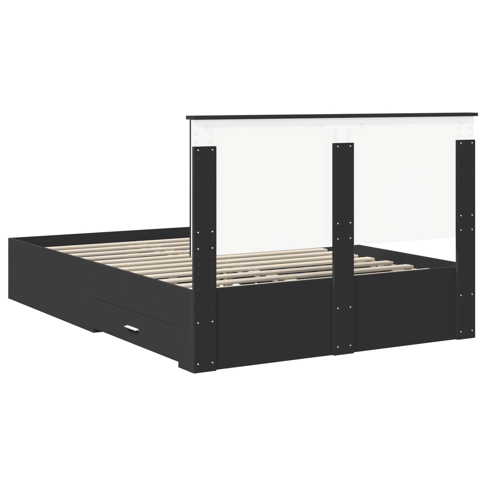 Bedframe met hoofdeinde Zwart 140 x 190 cm Bewerkt hout is nu te koop bij PeponiXL, paradijselijk wonen!