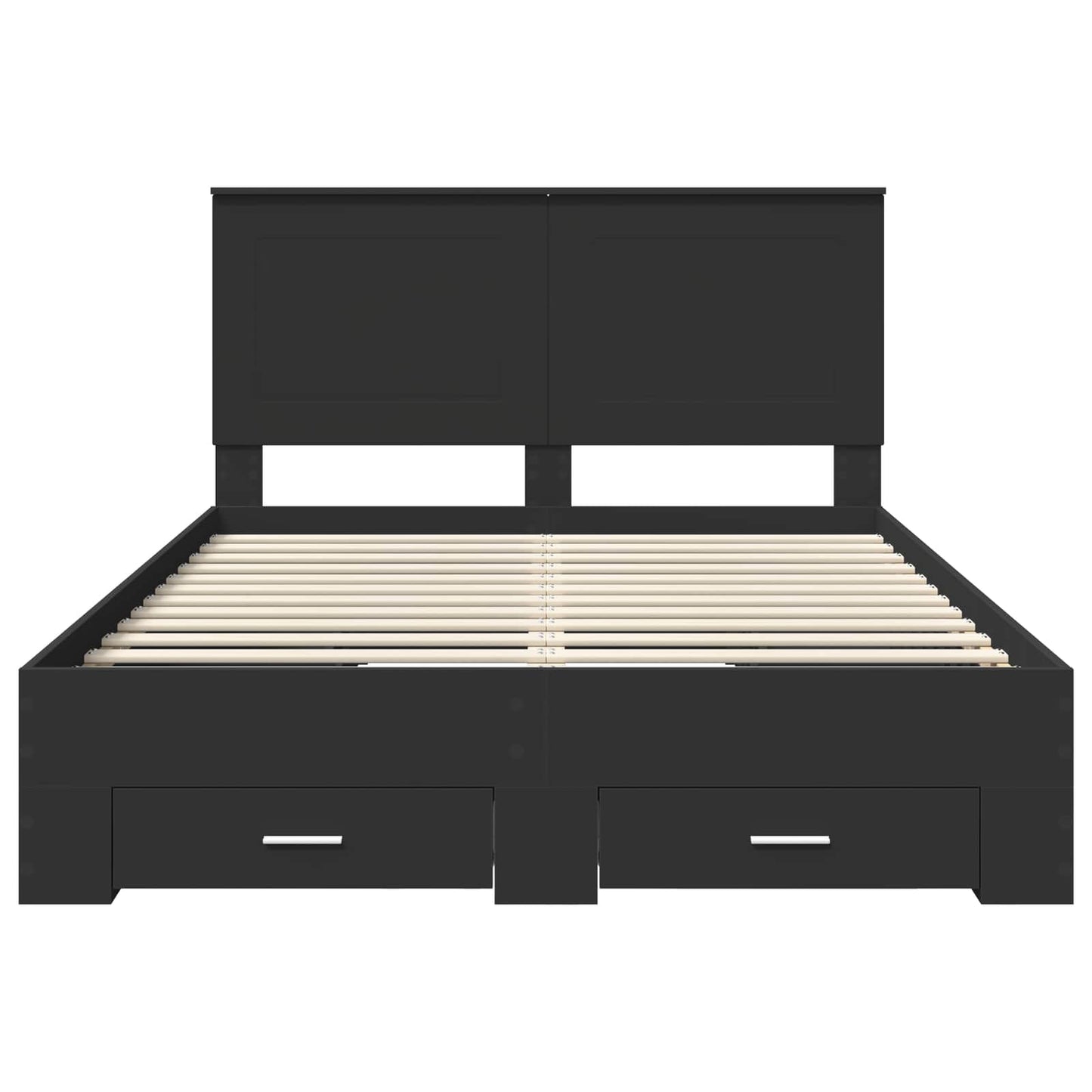 Bedframe met hoofdeinde Zwart 140 x 190 cm Bewerkt hout is nu te koop bij PeponiXL, paradijselijk wonen!