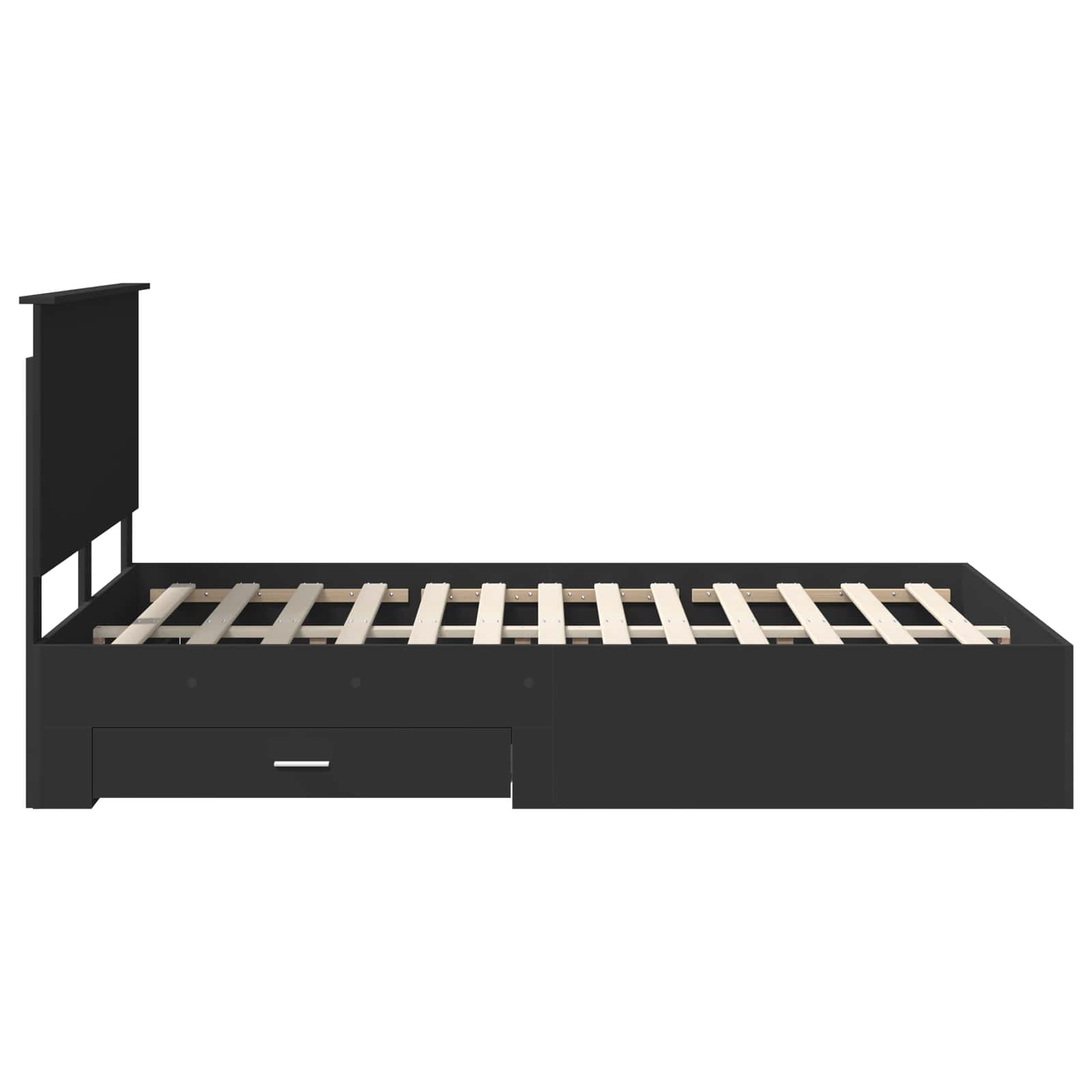 Bedframe met hoofdeinde Zwart 140 x 190 cm Bewerkt hout is nu te koop bij PeponiXL, paradijselijk wonen!
