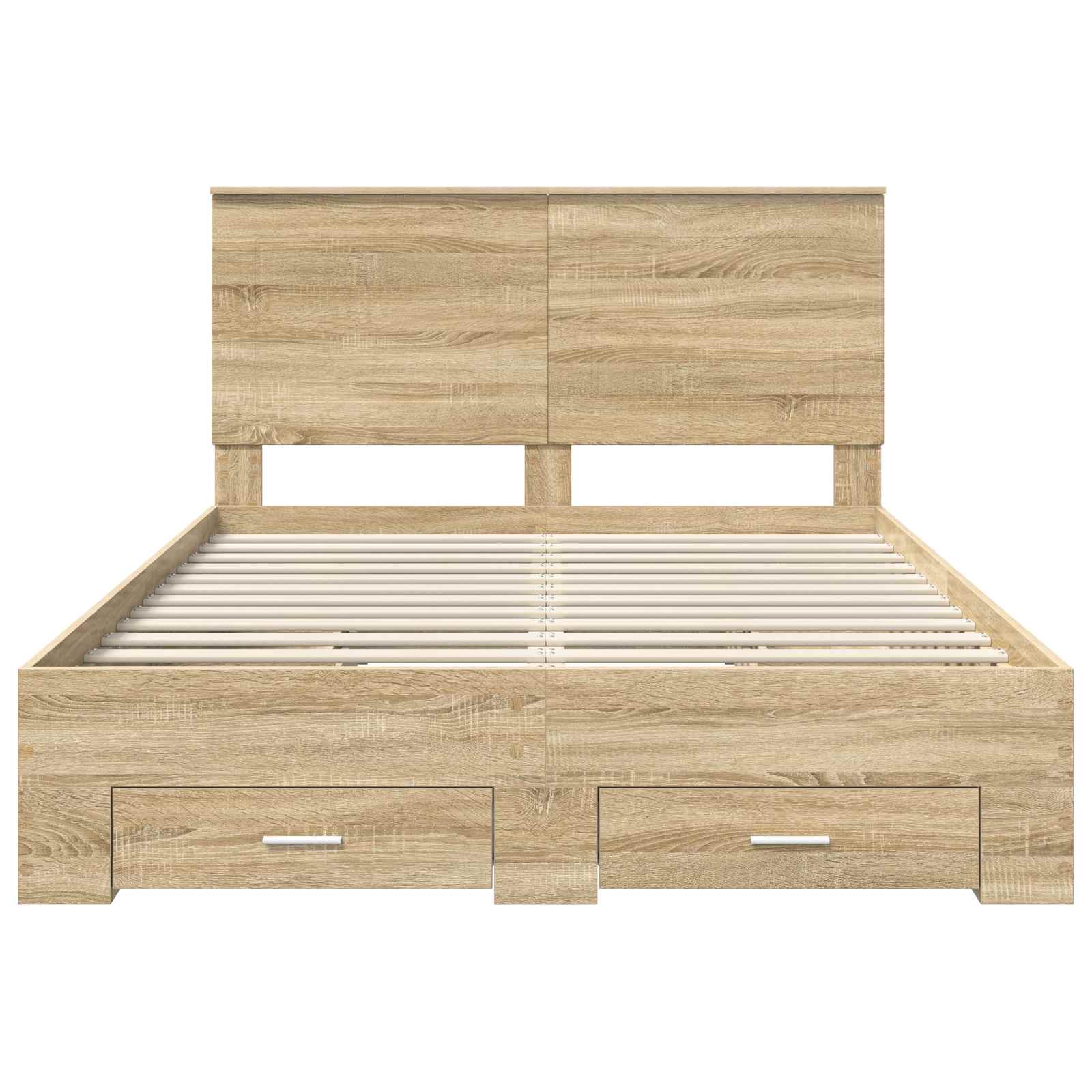 Bedframe met hoofdeinde Sonoma Eiken 140 x 190 cm Bewerkt hout is nu te koop bij PeponiXL, paradijselijk wonen!