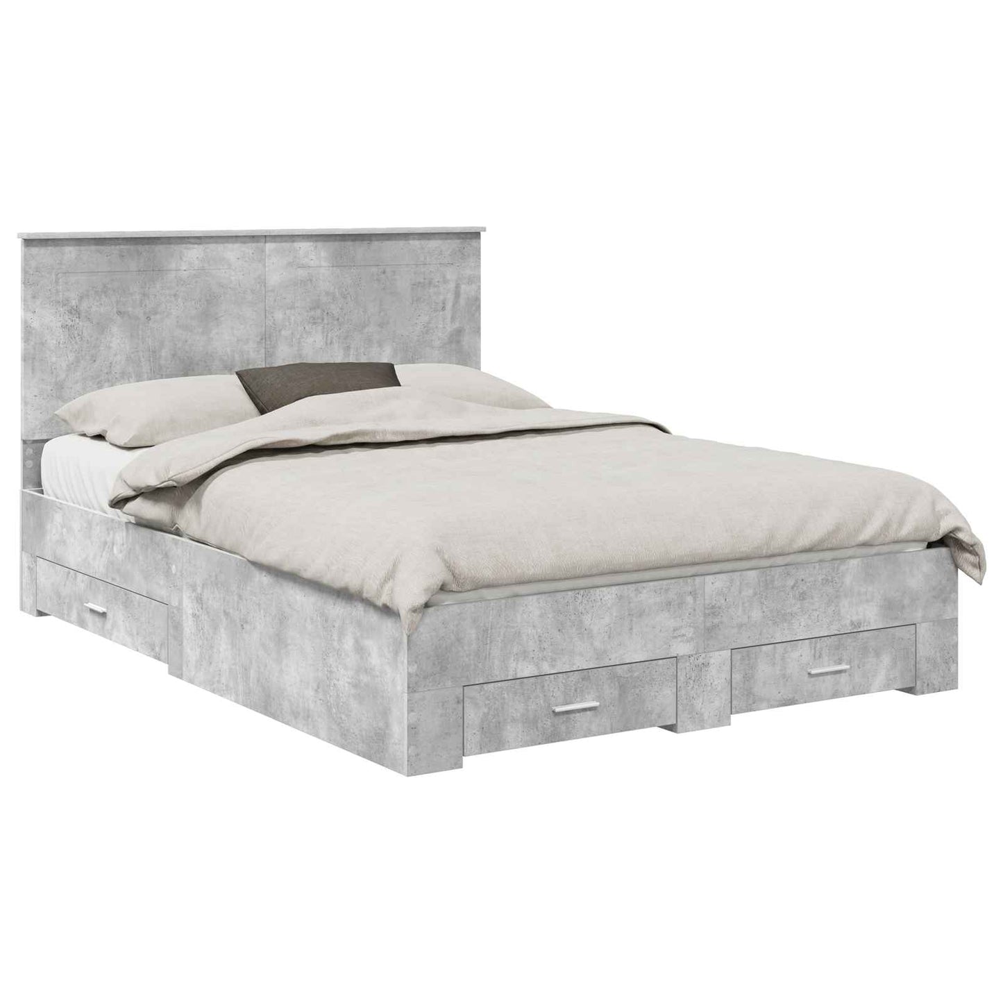 Bedframe met hoofdeinde Beton Grijs 140 x 190 cm Bewerkt hout is nu te koop bij PeponiXL, paradijselijk wonen!
